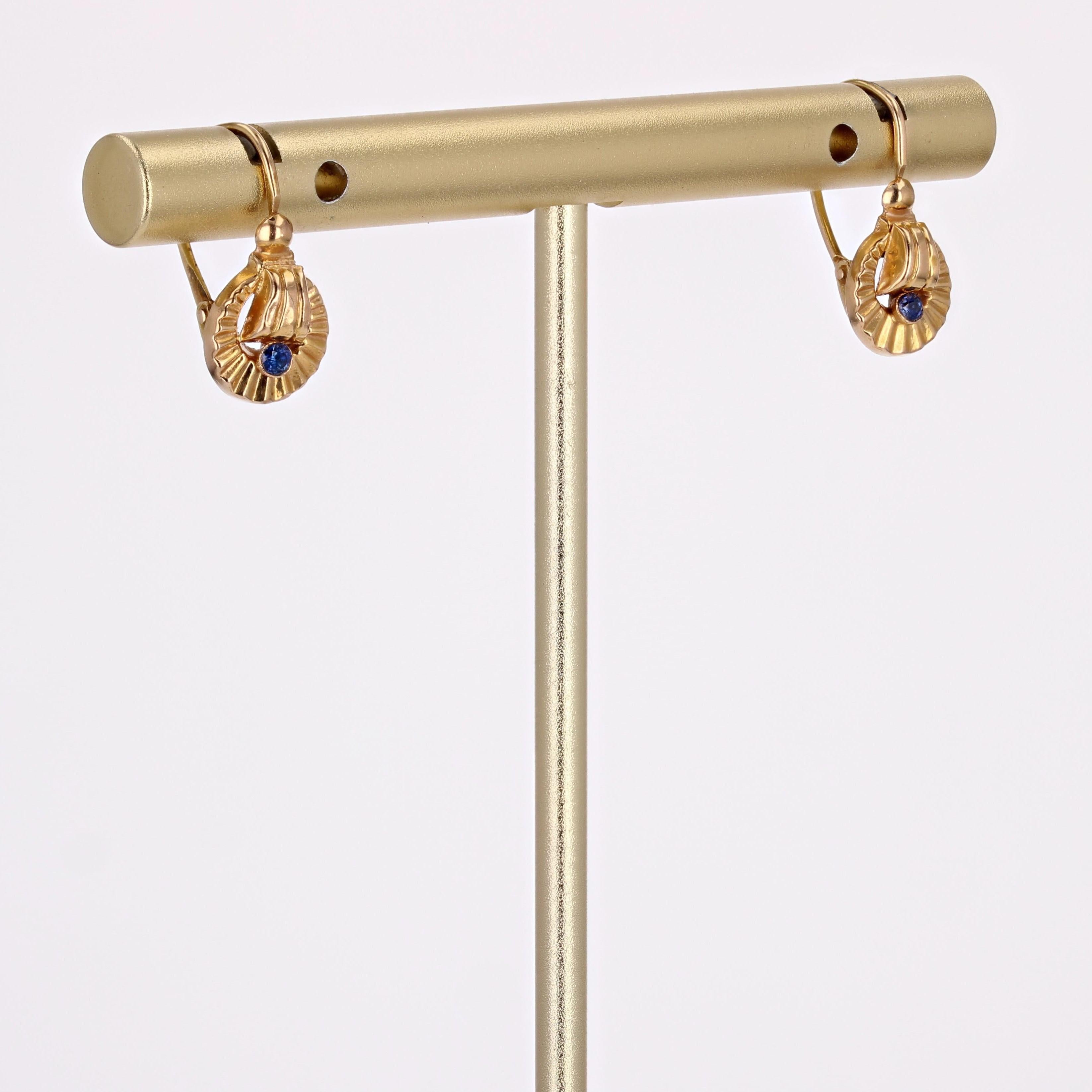 Belle Époque French 20th Century Sapphire 18 Karat Rose Gold Lever-back Earrings