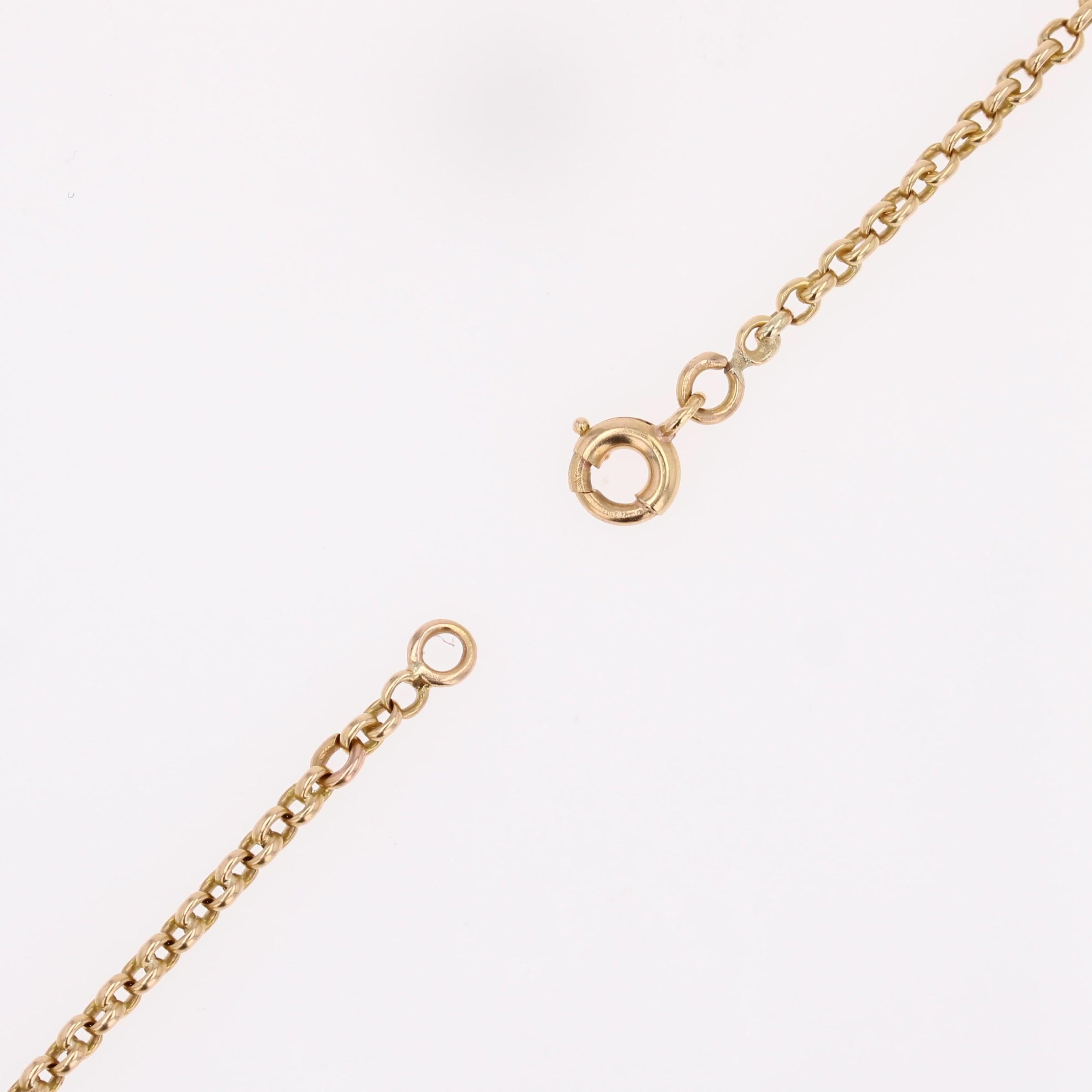 Collana con catena a serpente in oro giallo 18 carati con zaffiro del 20° secolo francese in vendita 10