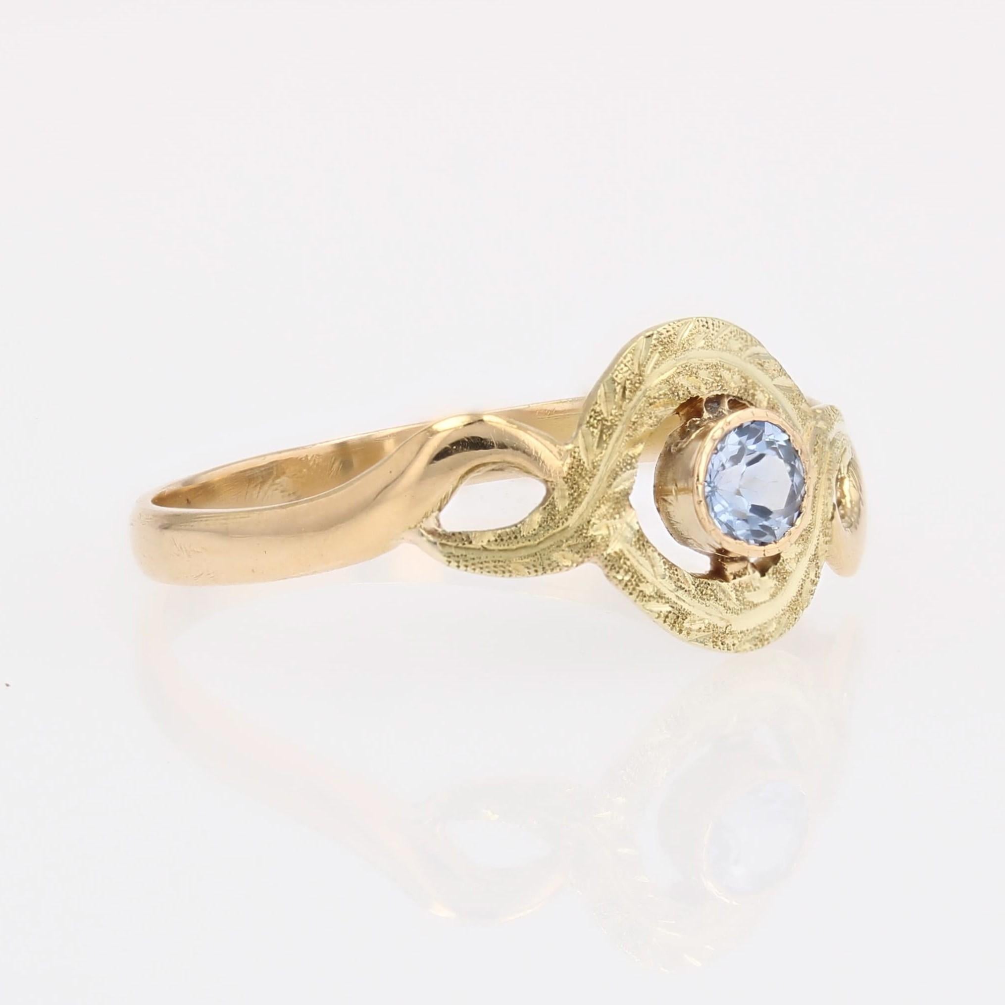 Bague française du 20e siècle en or jaune 18 carats avec saphir et tourbillon en vente 4