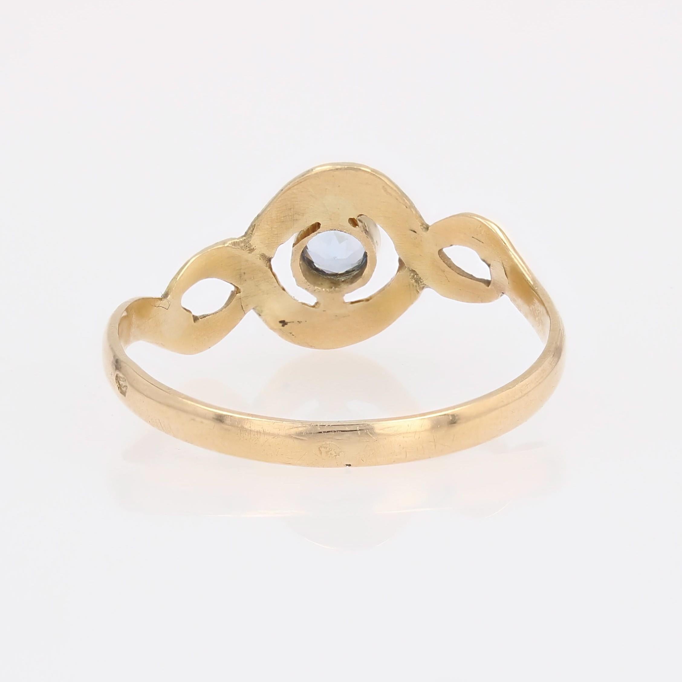 Bague française du 20e siècle en or jaune 18 carats avec saphir et tourbillon en vente 8