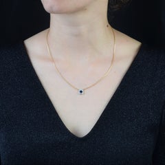 Halskette aus 18 Karat Gelbgold mit Saphiren und Diamanten aus dem 20. Jahrhundert