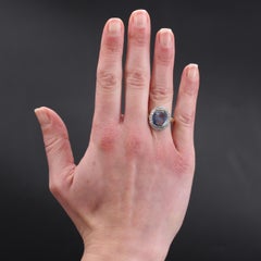 French 20th Century Sapphire Diamonds 18 Karat Yellow Gold Ring