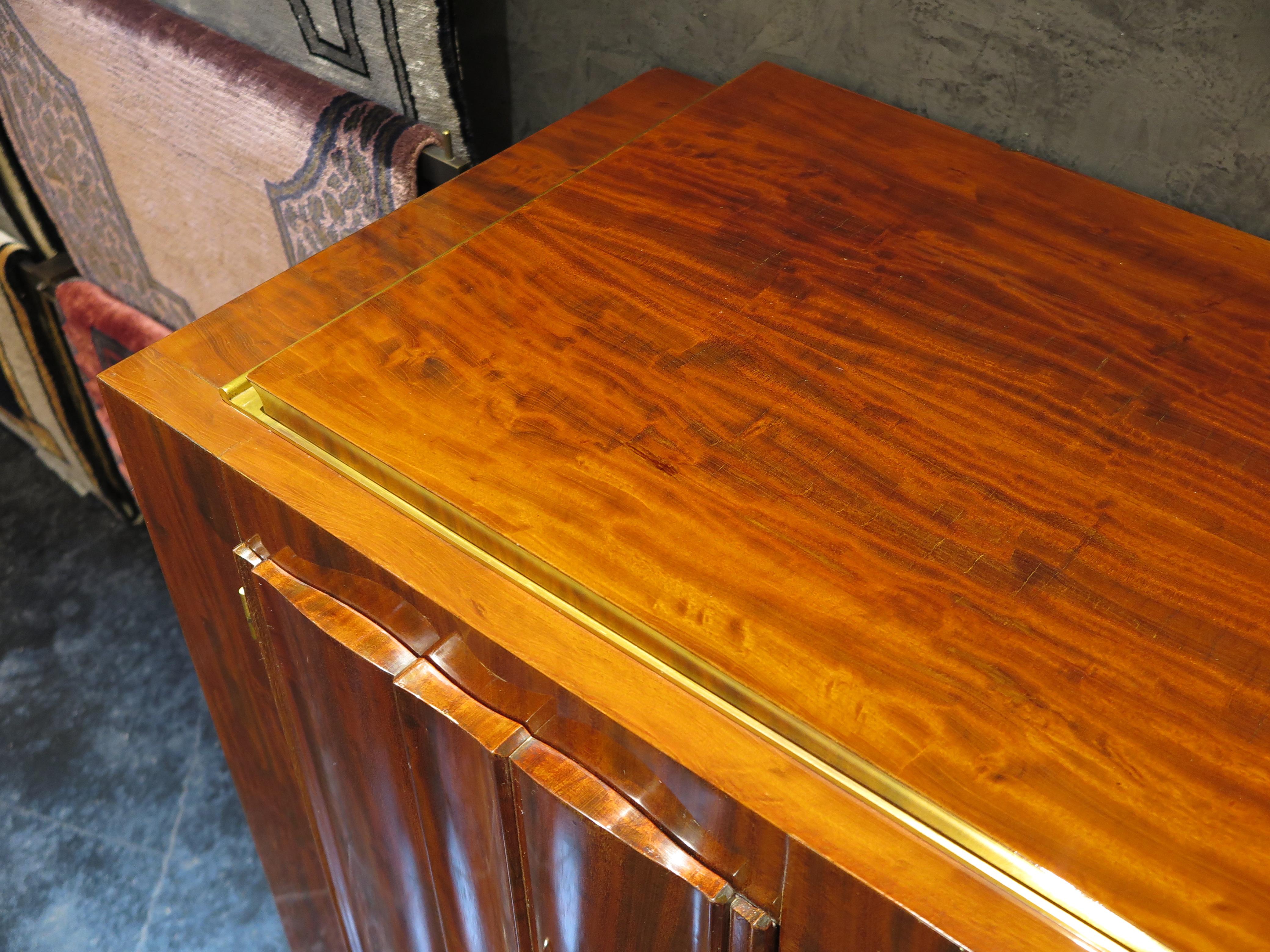 French 20th Century Sideboard in African Mahogany Sideboard Attr. Jules Leleu  For Sale 4