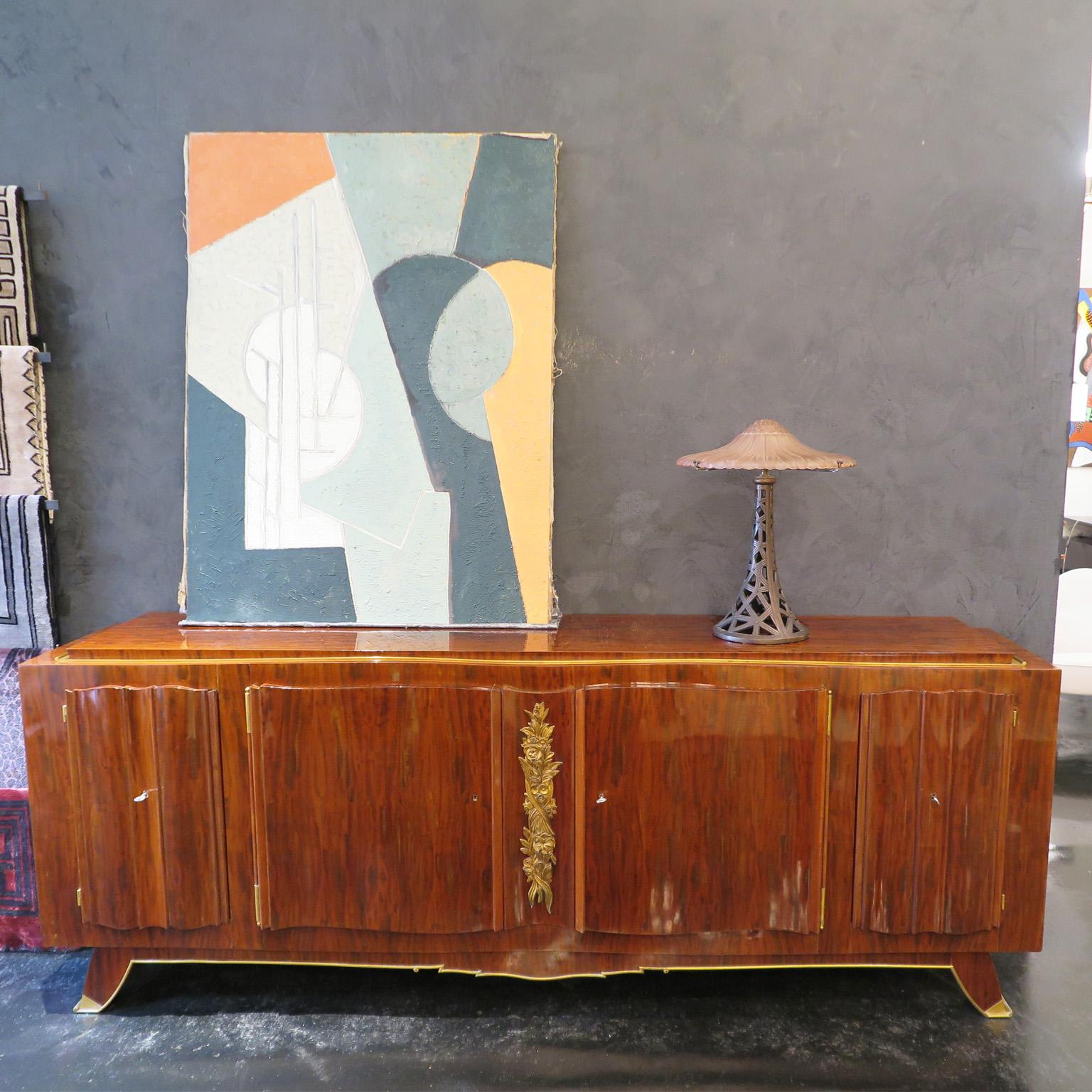 French 20th Century Sideboard in African Mahogany Sideboard Attr. Jules Leleu  For Sale 11