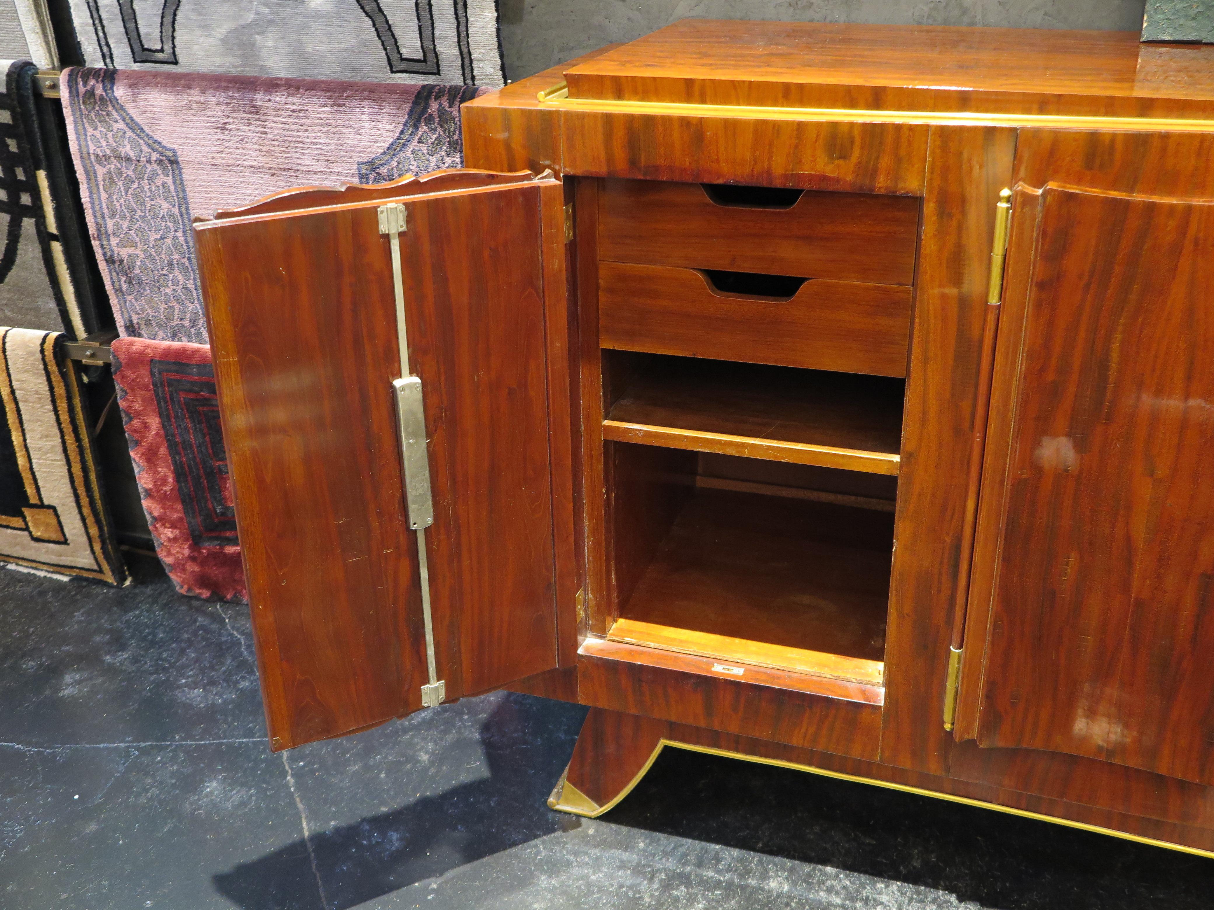 French 20th Century Sideboard in African Mahogany Sideboard Attr. Jules Leleu  For Sale 2