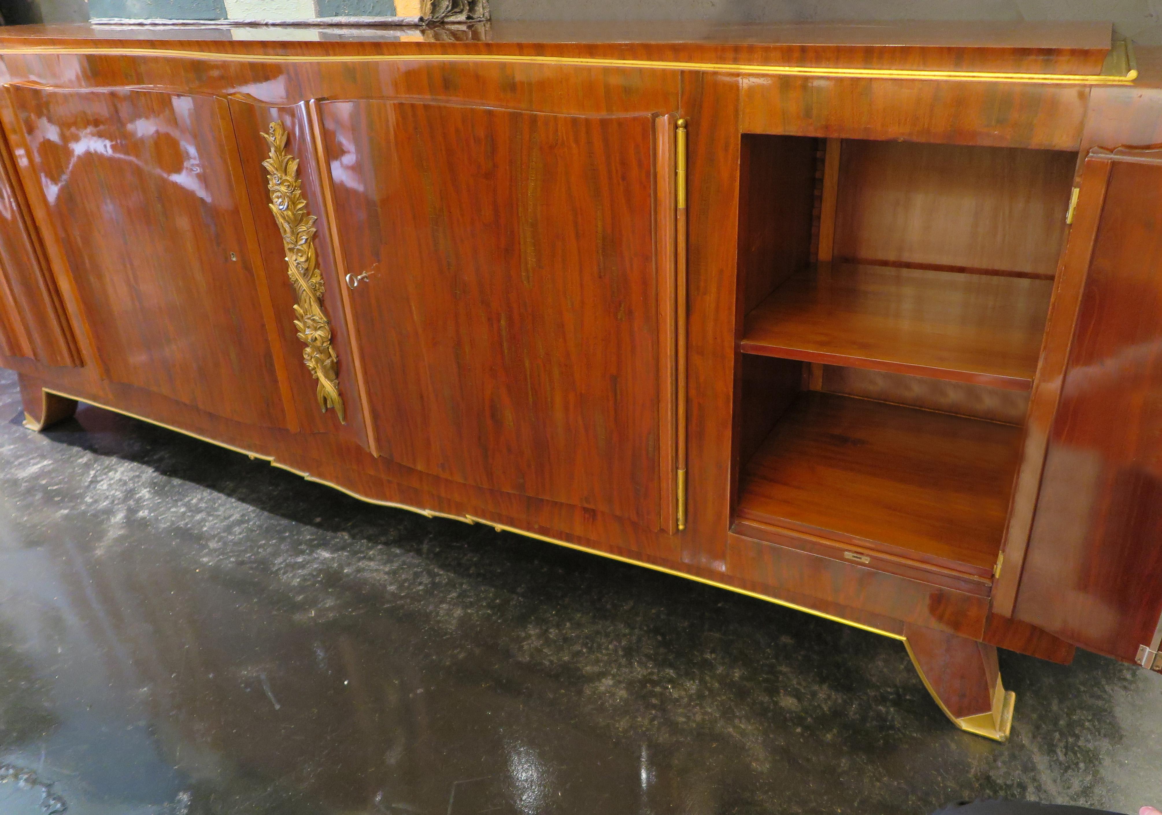 French 20th Century Sideboard in African Mahogany Sideboard Attr. Jules Leleu  For Sale 3