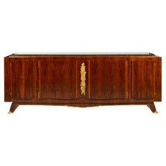 Vintage French 20th Century Sideboard in African Mahogany Sideboard Attr. Jules Leleu 