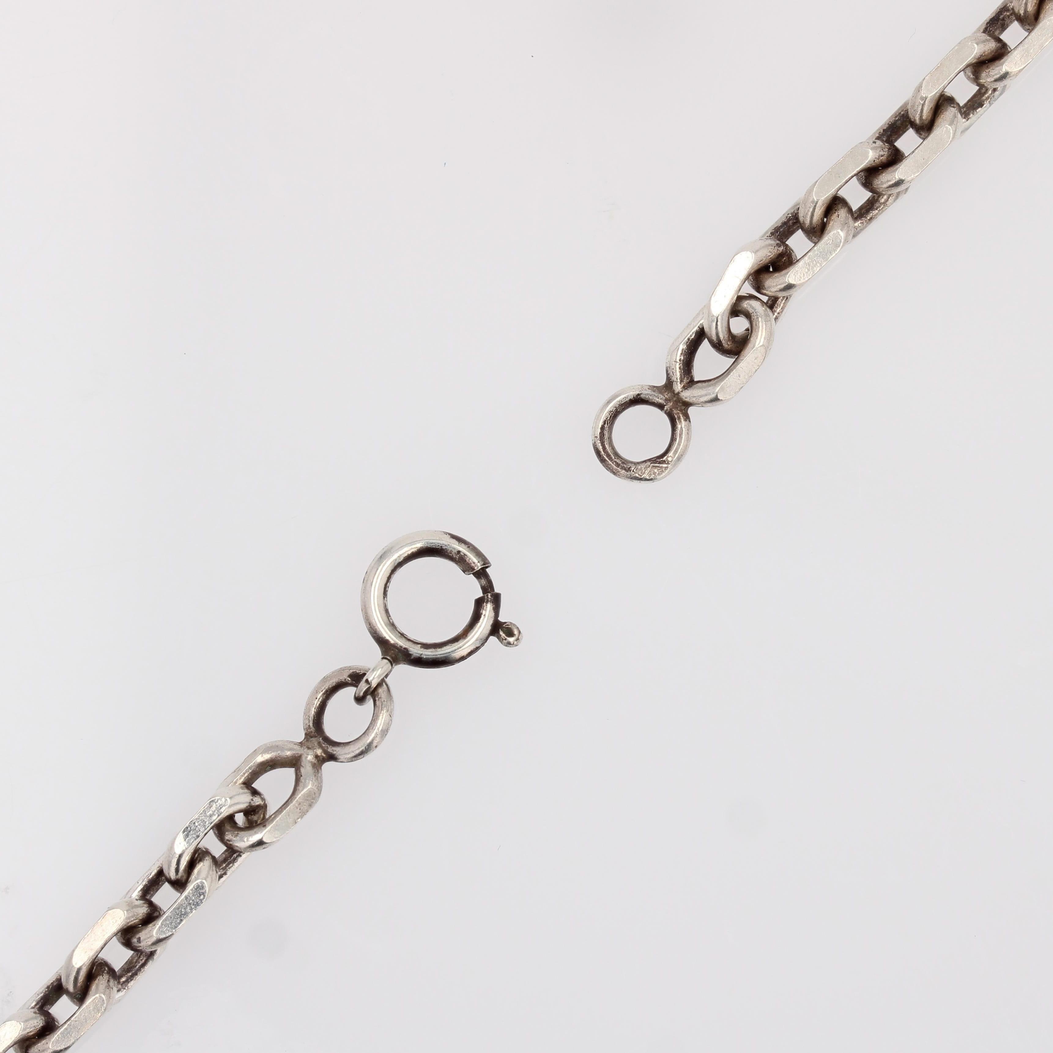 French 20th Century Silver Chain Regional Cross Pendant en vente 6
