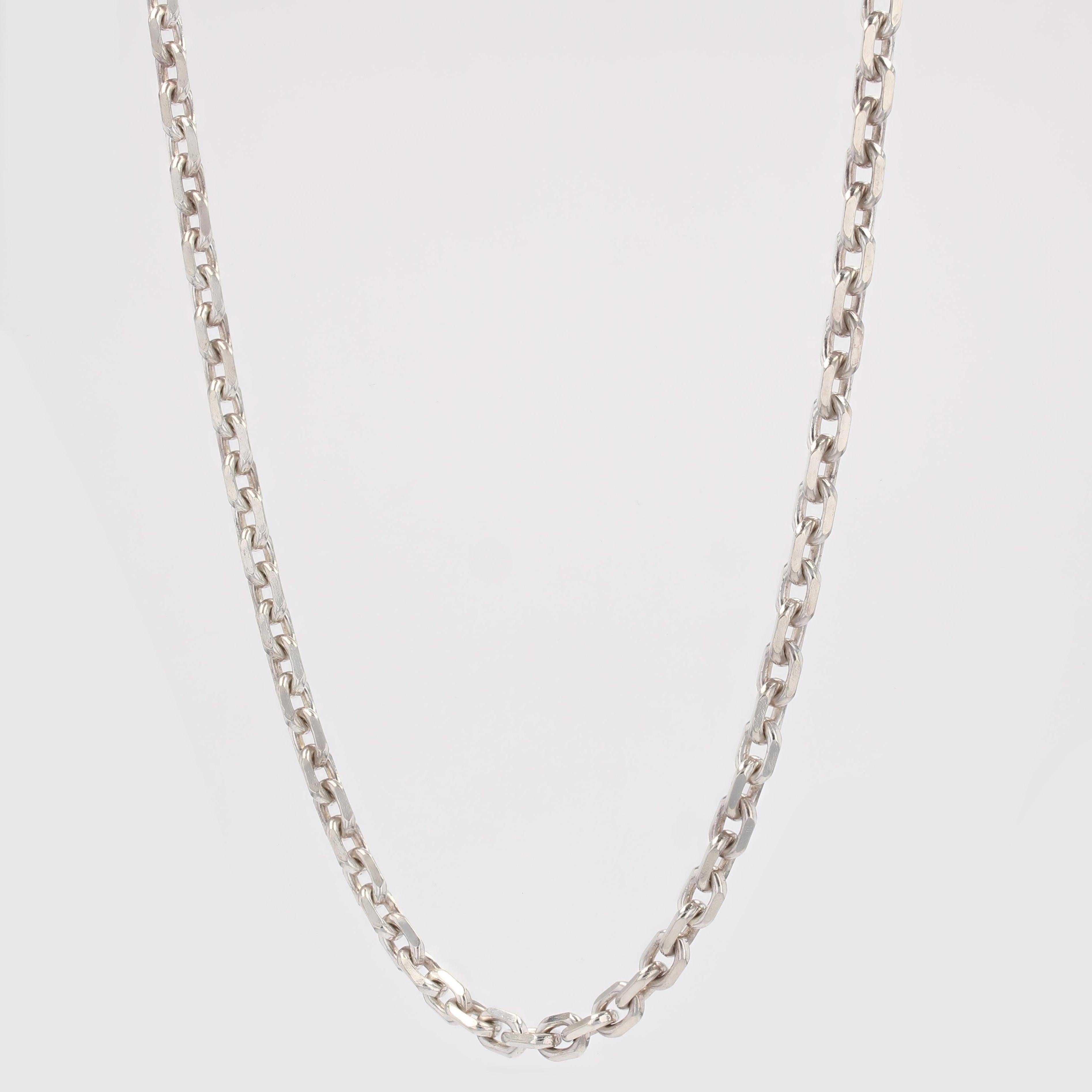 Belle Époque French 20th Century Silver Long Chain Necklace in vendita