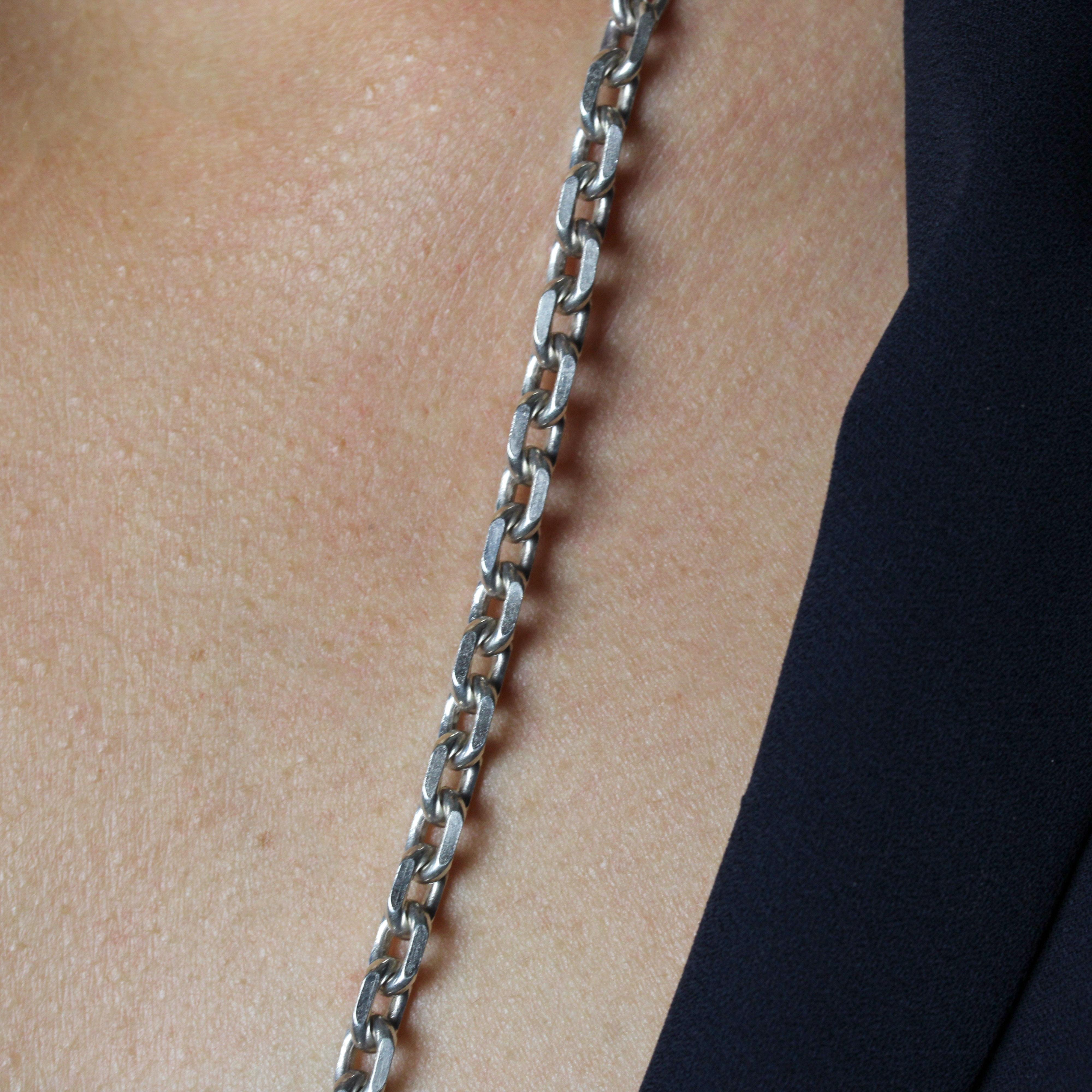 French 20th Century Silver Long Chain Necklace in vendita 2