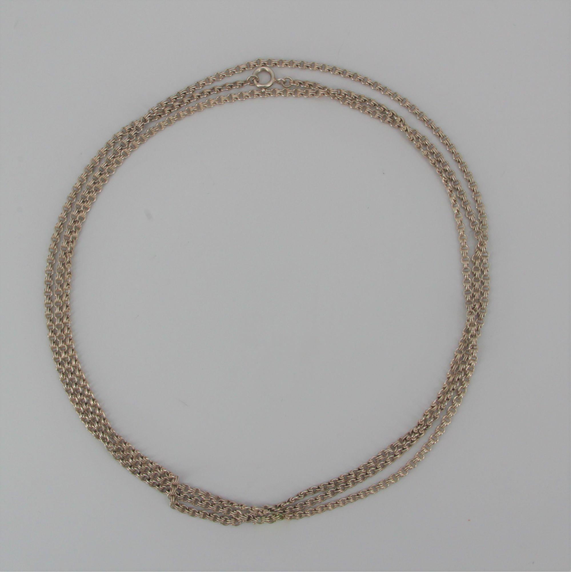 French 20th Century Silver Long Necklace For Sale 4