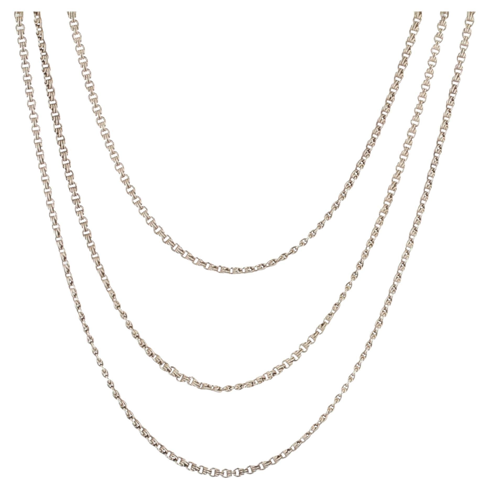 French 20th Century Silver Long Necklace