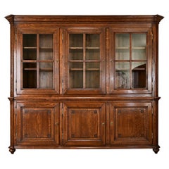 Bibliotheque française en Oak Oak massif du 20e siècle