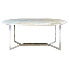 Table en acier et marbre par Paul Legeard, France, 20e siècle Table moderne du milieu du siècle dernier