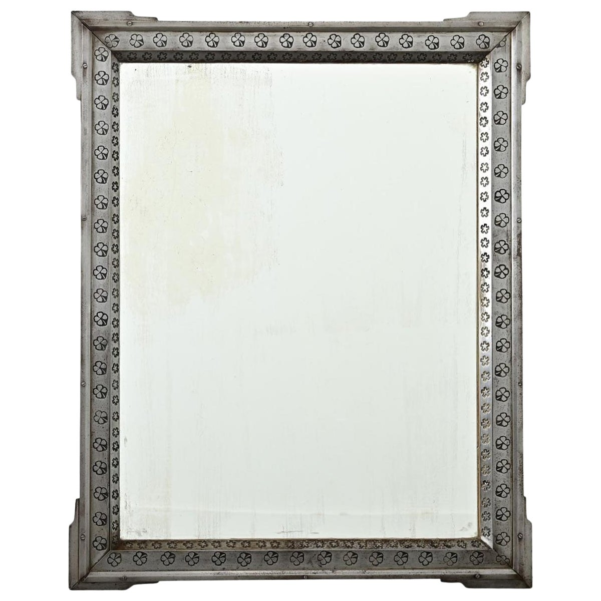 Specchio con cornice in acciaio francese del XX secolo