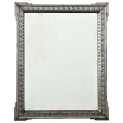 Specchio con cornice in acciaio francese del XX secolo