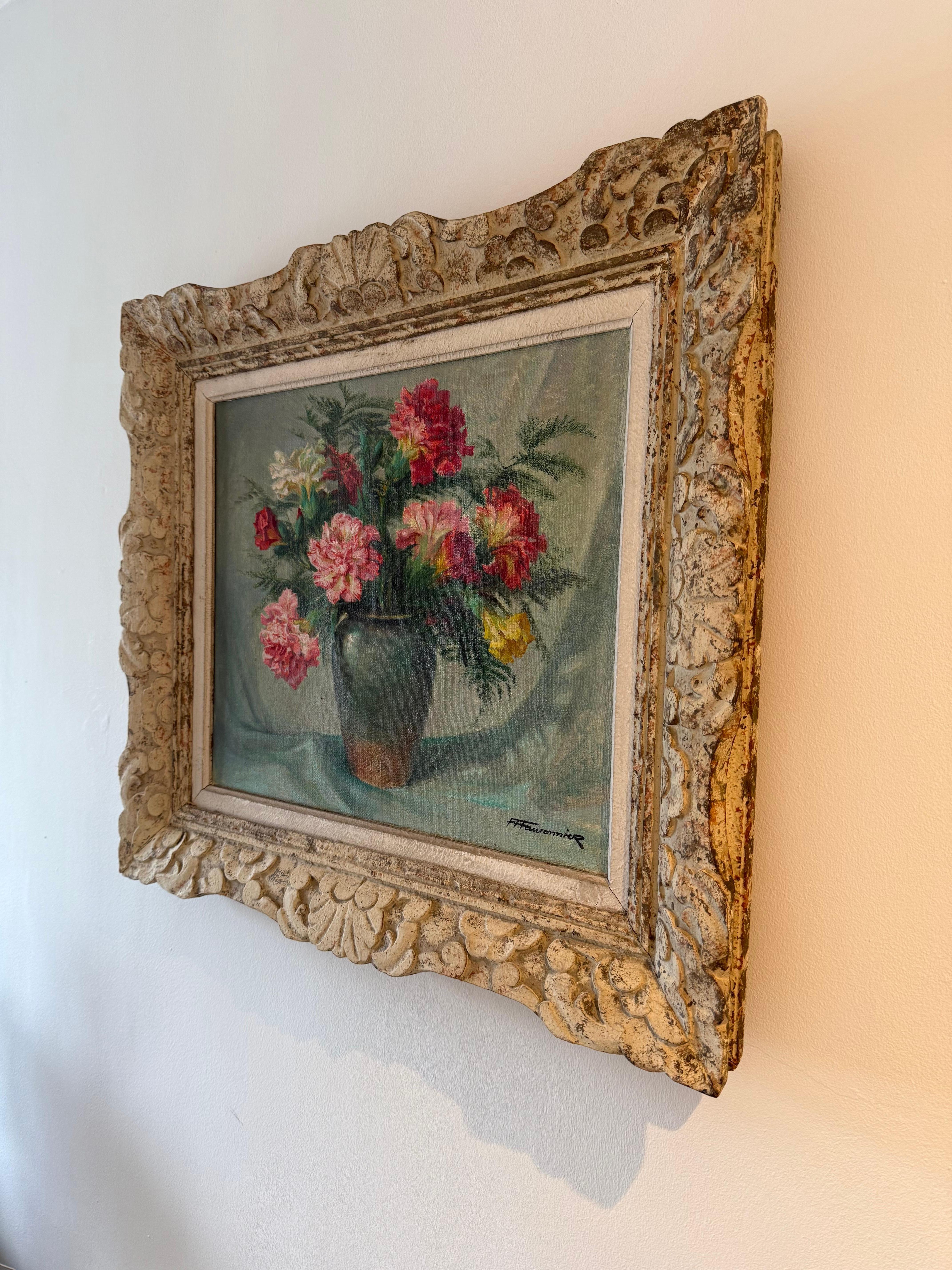 Français Nature morte française du 20e siècle, peinture de fleurs en vente