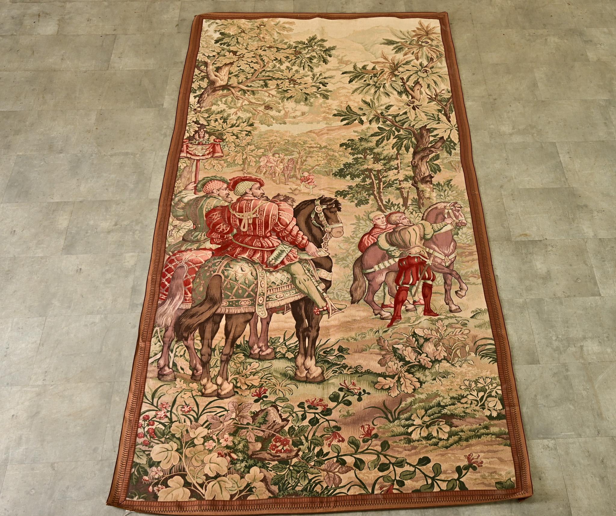 French 20th Century Tapestry Cartoon with Iron Hanger For Sale 4