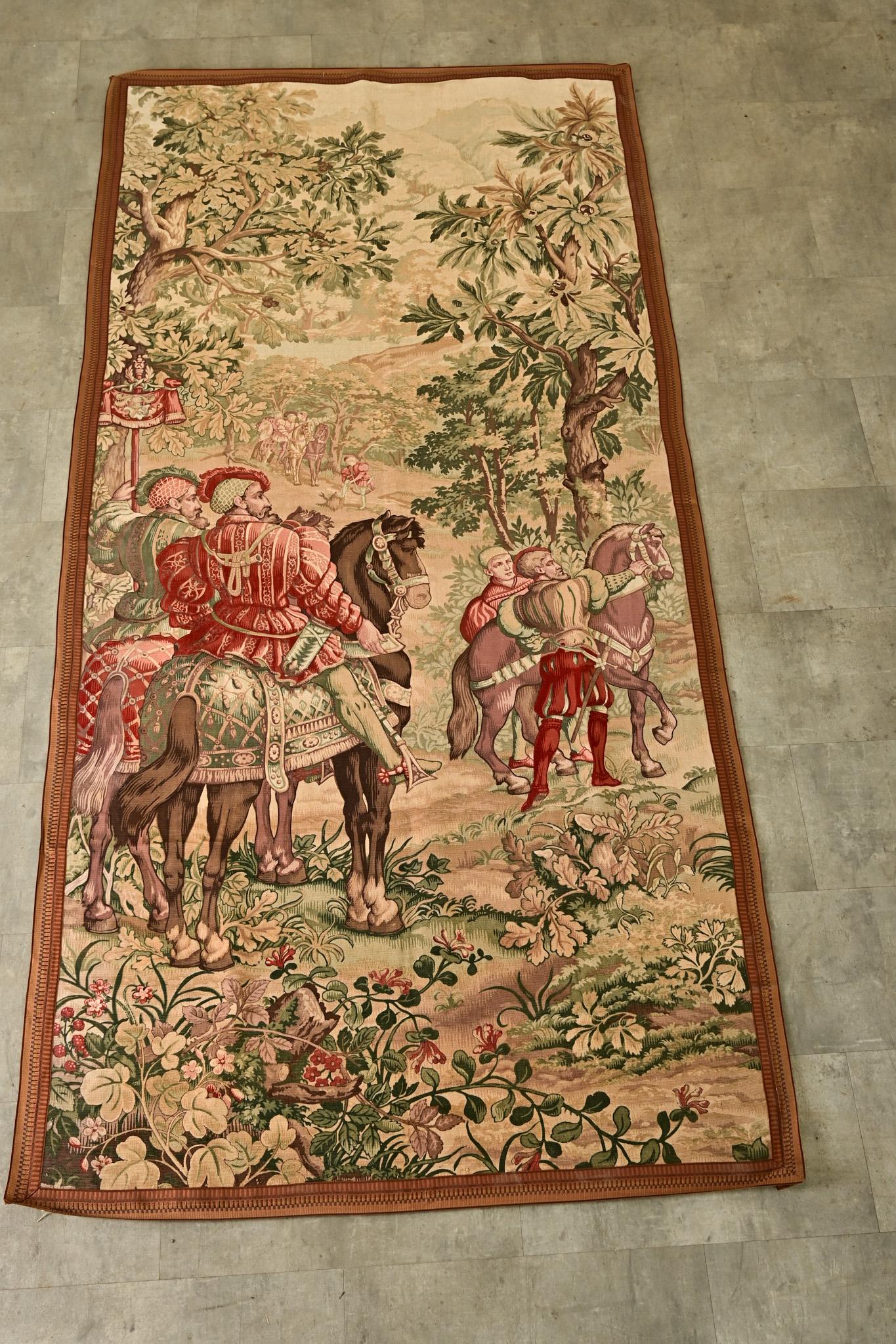 French 20th Century Tapestry Cartoon with Iron Hanger For Sale 5