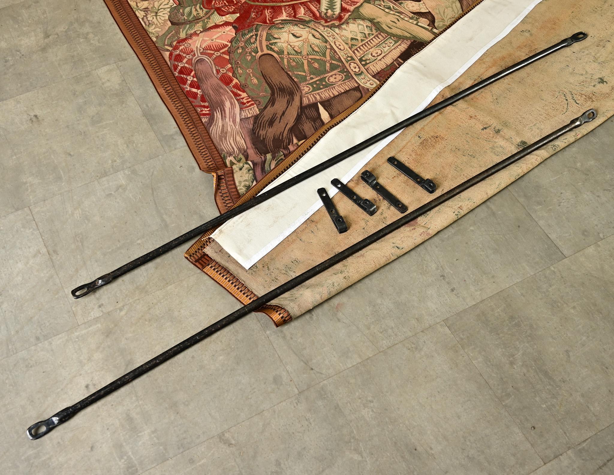 French 20th Century Tapestry Cartoon with Iron Hanger For Sale 6