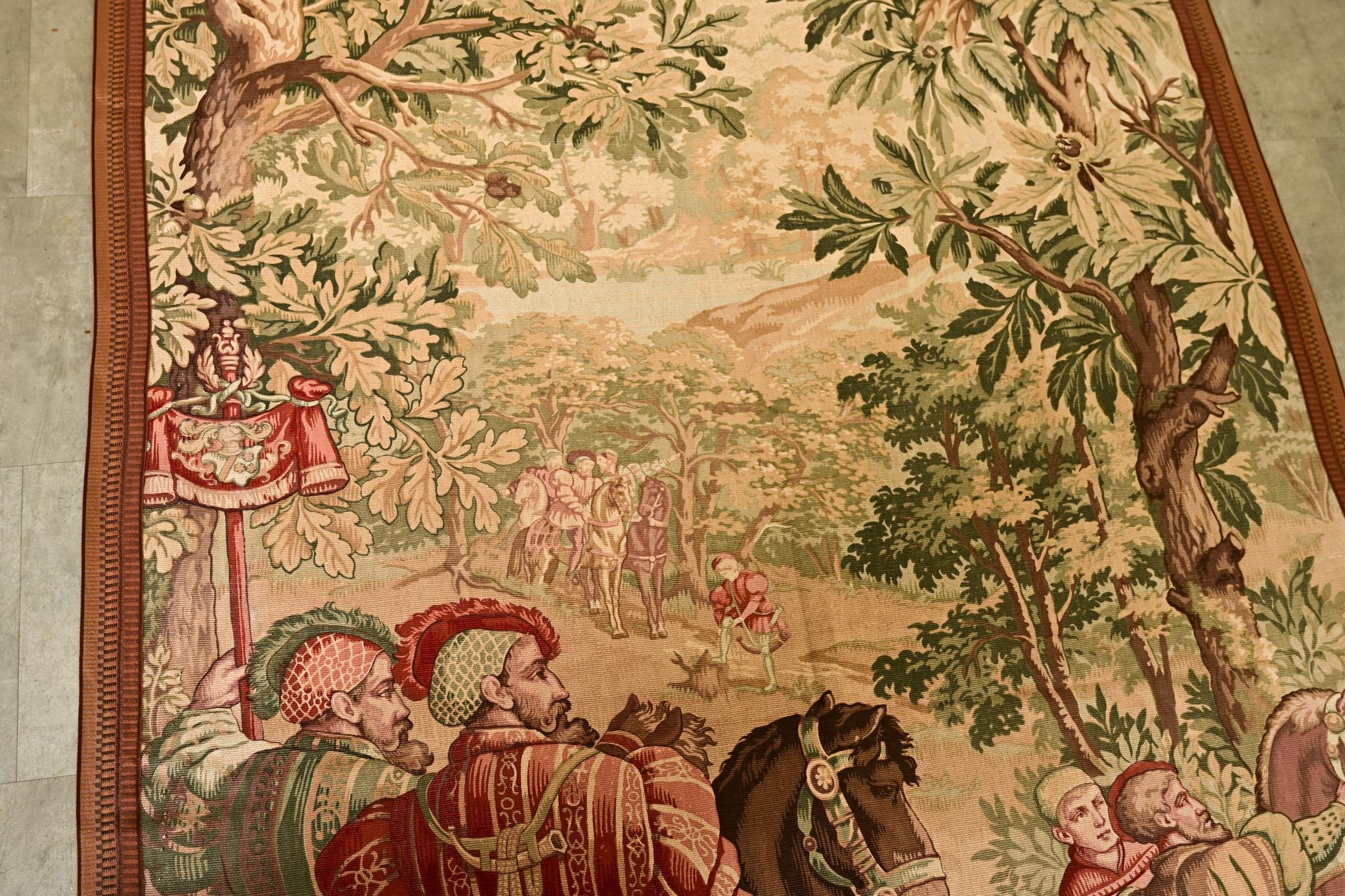 French 20th Century Tapestry Cartoon with Iron Hanger For Sale 1