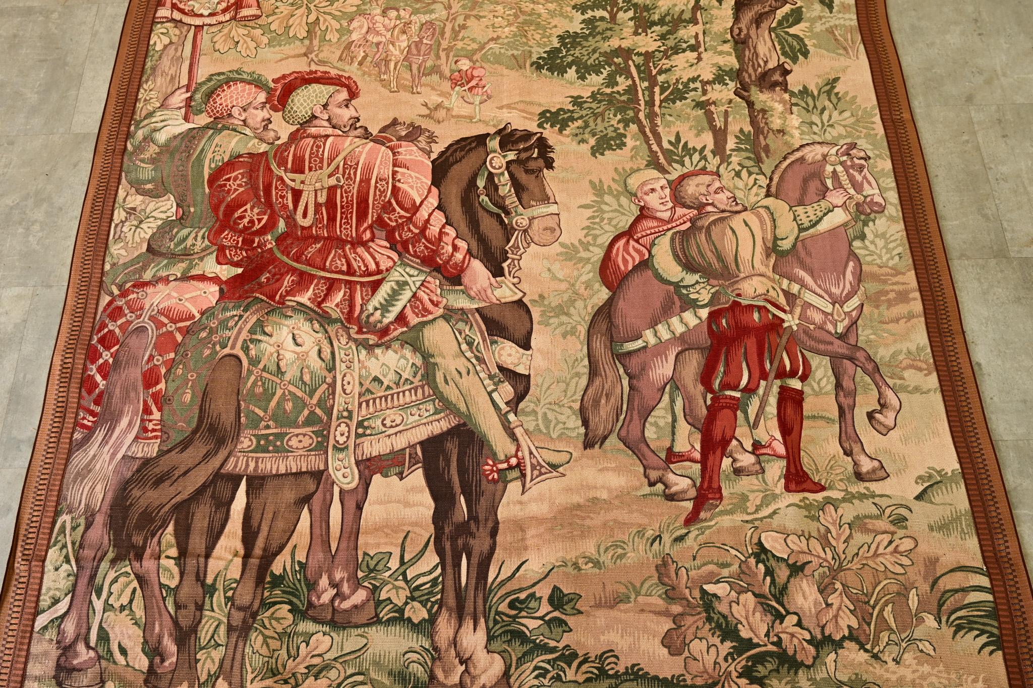 French 20th Century Tapestry Cartoon with Iron Hanger For Sale 2