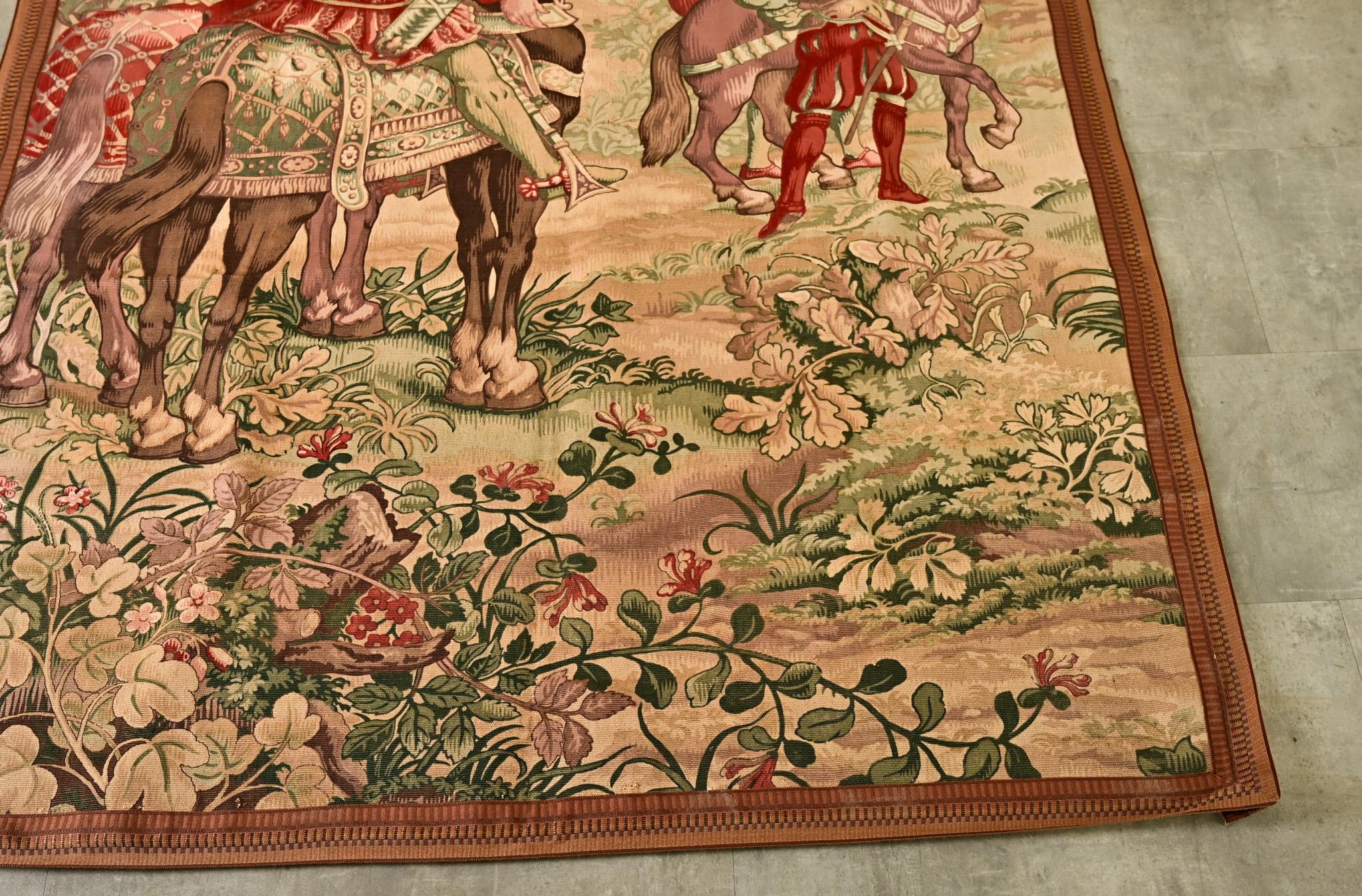 French 20th Century Tapestry Cartoon with Iron Hanger For Sale 3