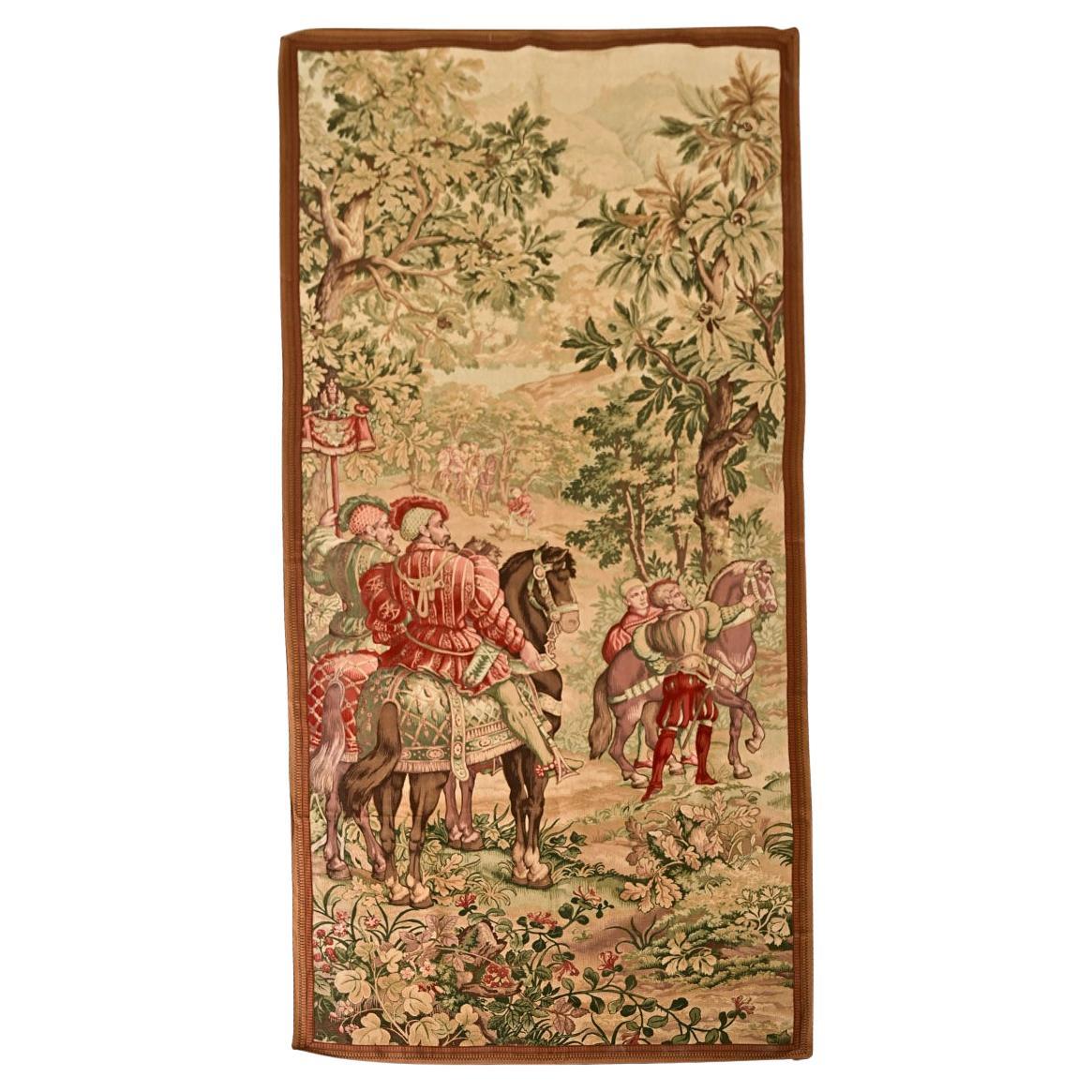French 20th Century Tapestry Cartoon with Iron Hanger For Sale