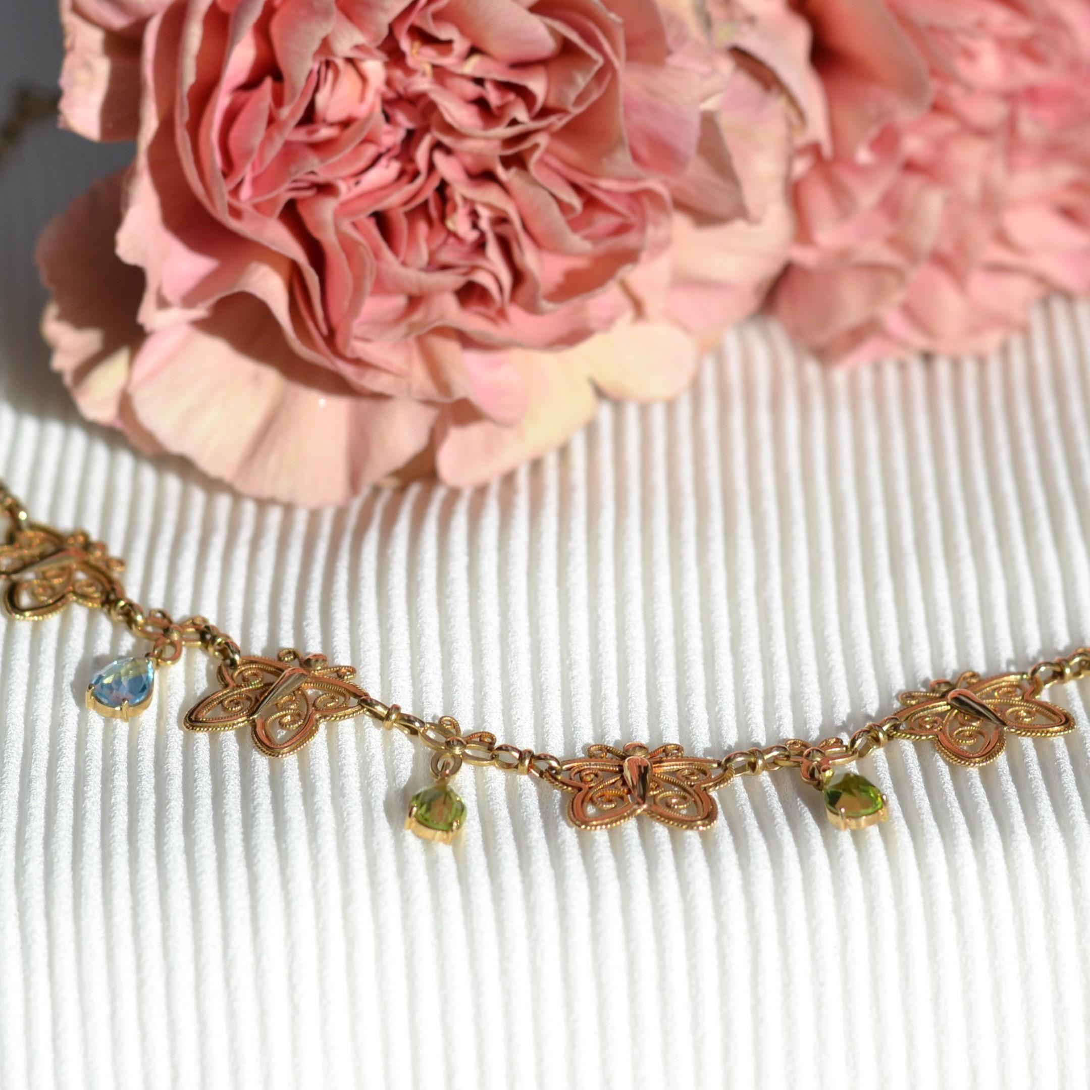 peridot butterfly necklace