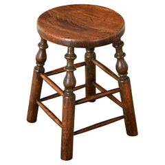 Tabouret en chêne tourné français du 20e siècle