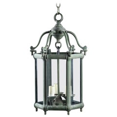 French 20th Century Verdigris Bronze Lantern