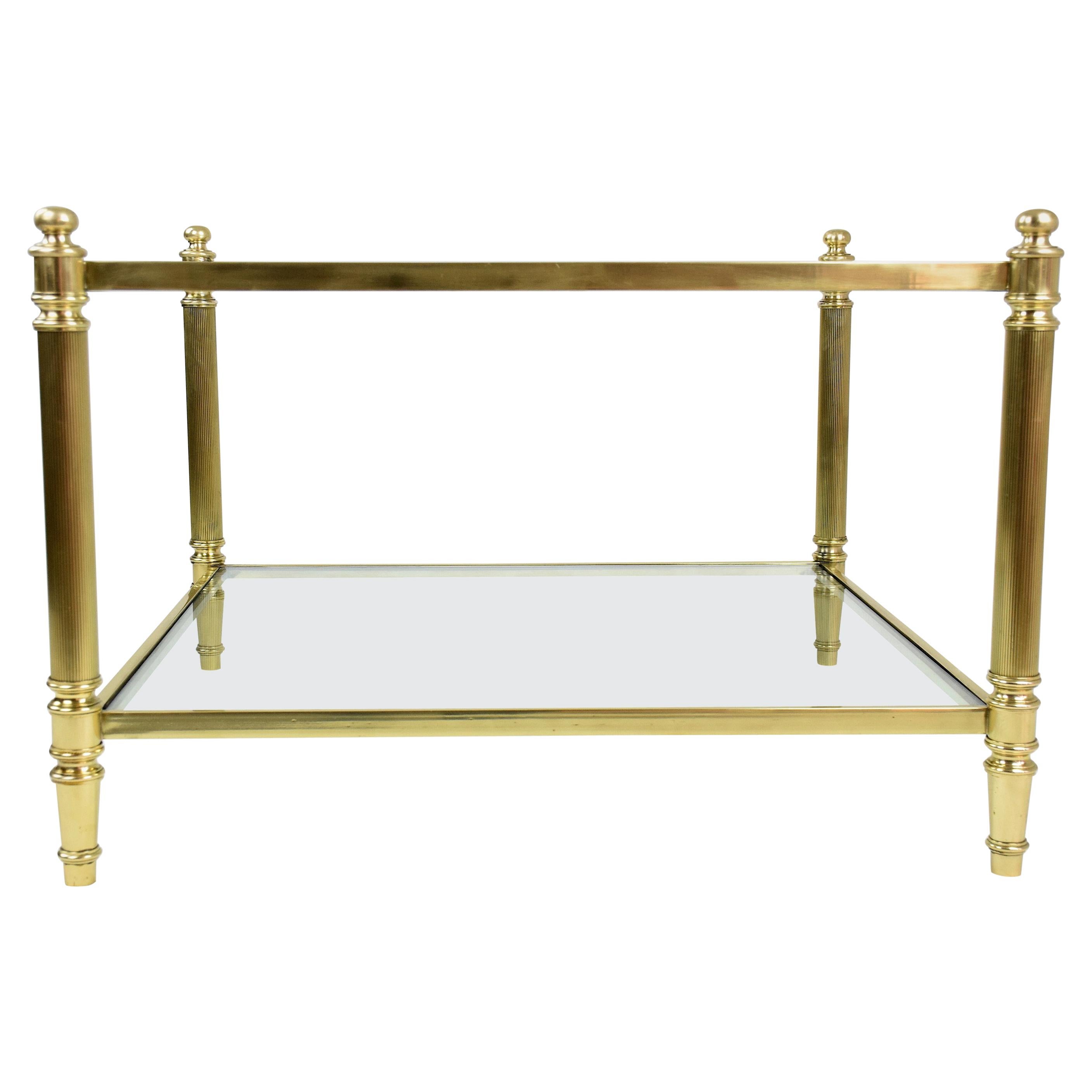 French 20th Century Vintage Brass Coffee Table, 1970s