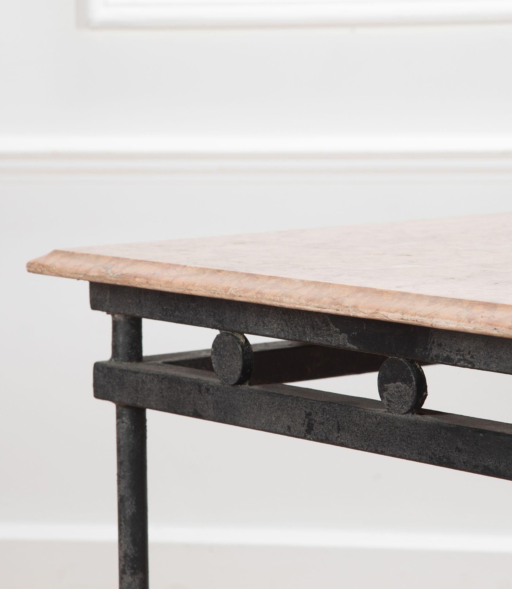 French 20th Century Wrought Iron and Marble Table For Sale 6
