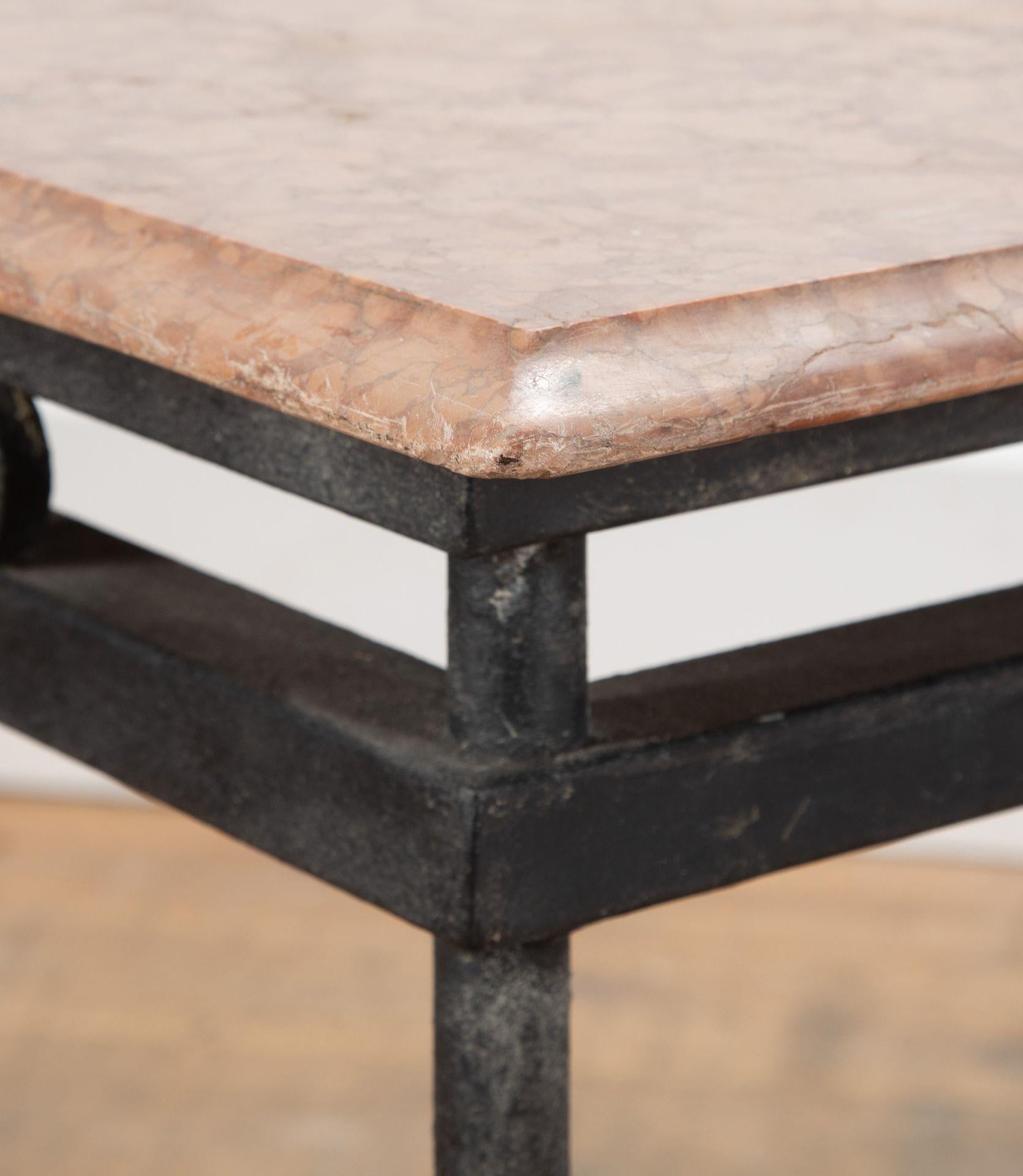 French 20th Century Wrought Iron and Marble Table For Sale 7