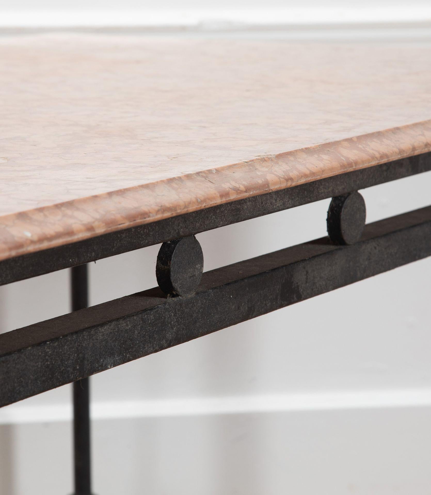 French 20th Century Wrought Iron and Marble Table For Sale 8
