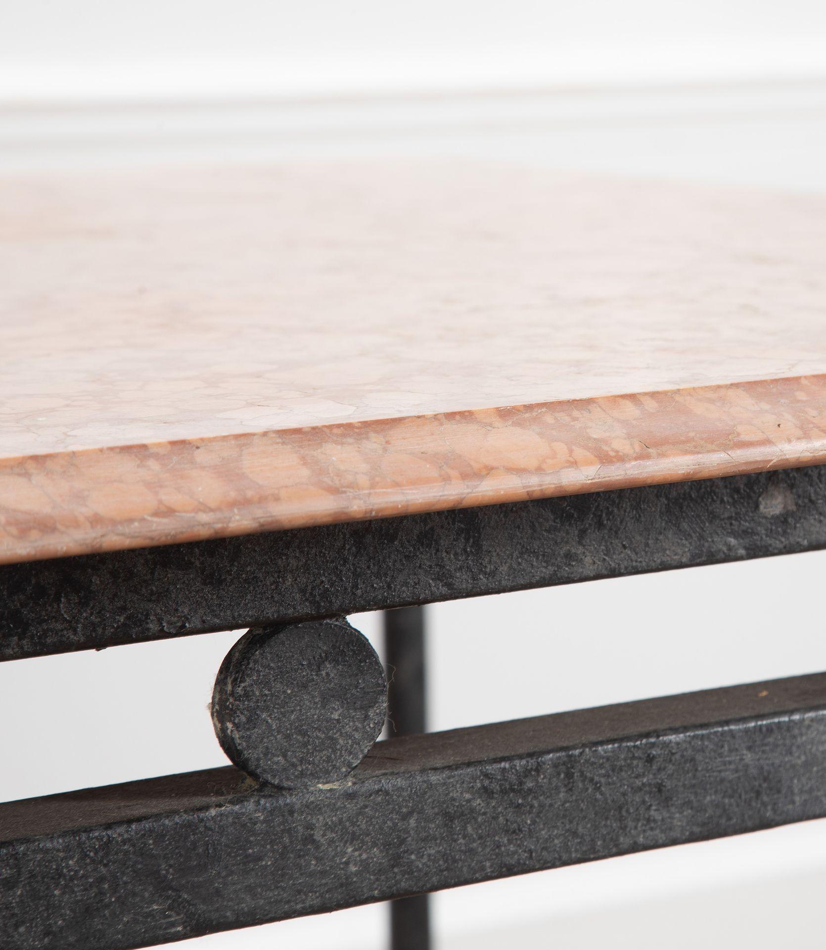Mid-20th Century French 20th Century Wrought Iron and Marble Table For Sale