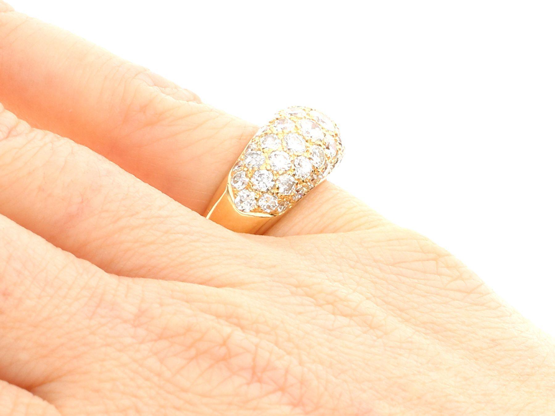 Women's or Men's French 2.15 Carat Diamond and Yellow Gold Cocktail Ring For Sale