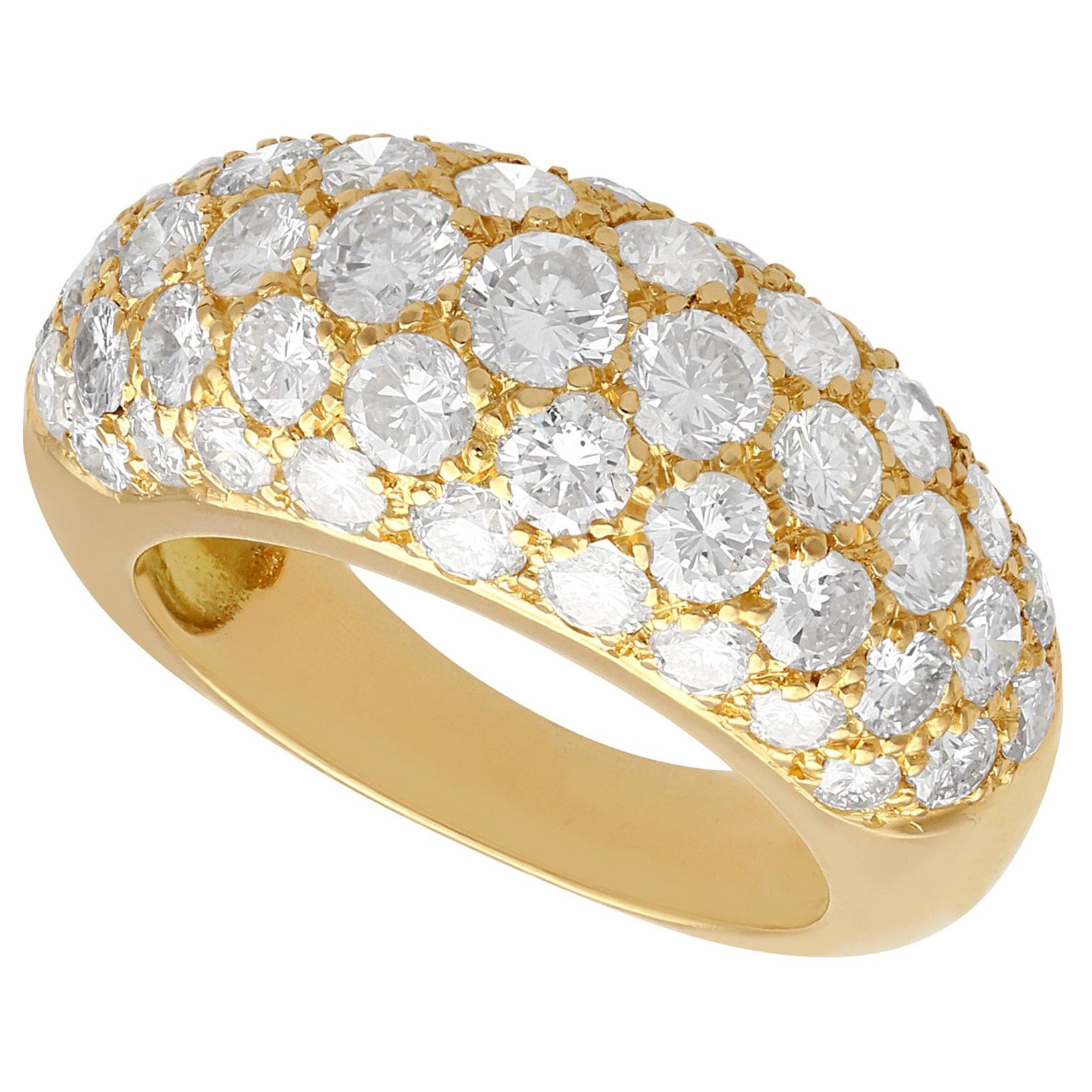 Bague cocktail française en or jaune et diamants de 2,15 carats