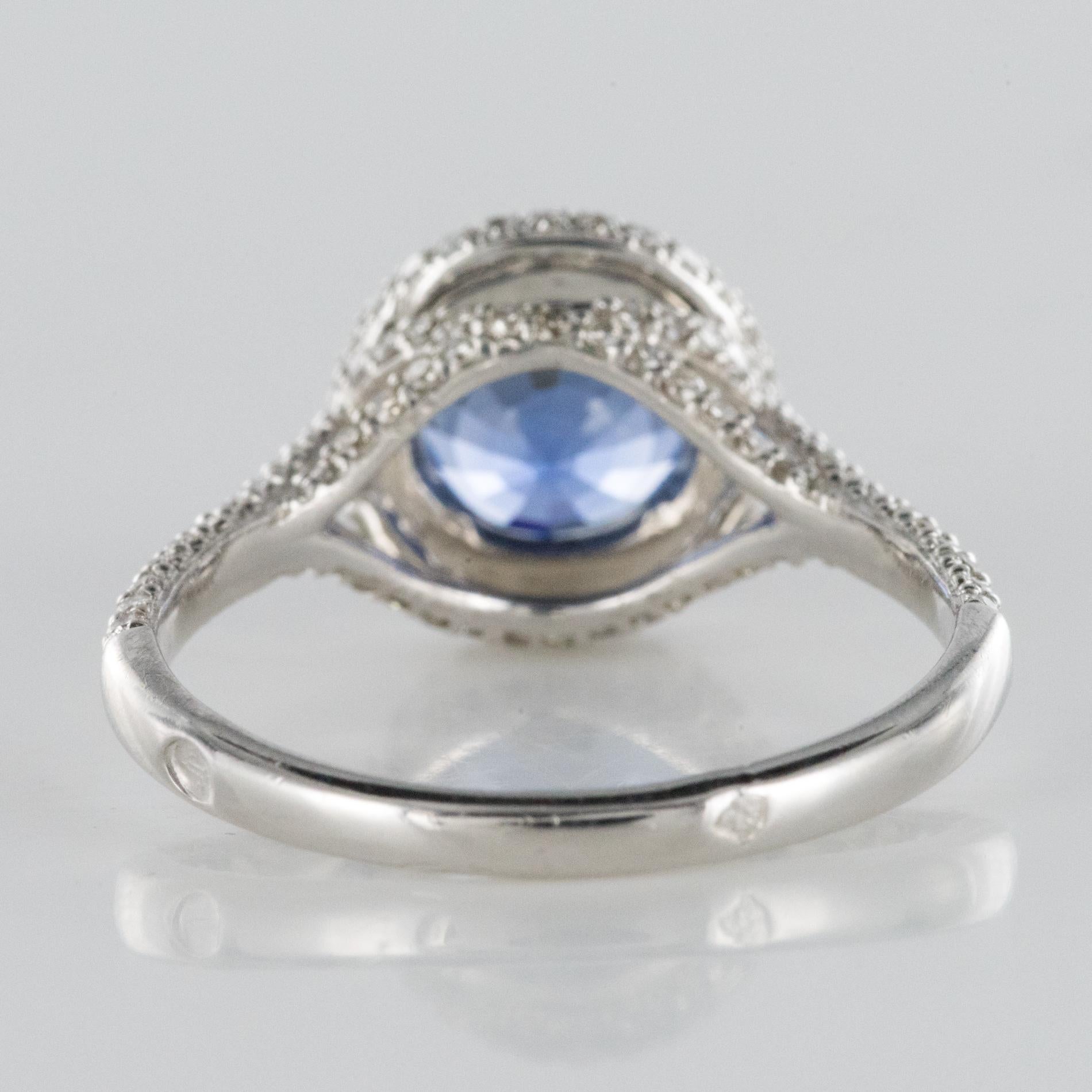 French 2.26 Carat Royal Blue Sri Lanka Certified Sapphire Diamonds Ring For Sale 9