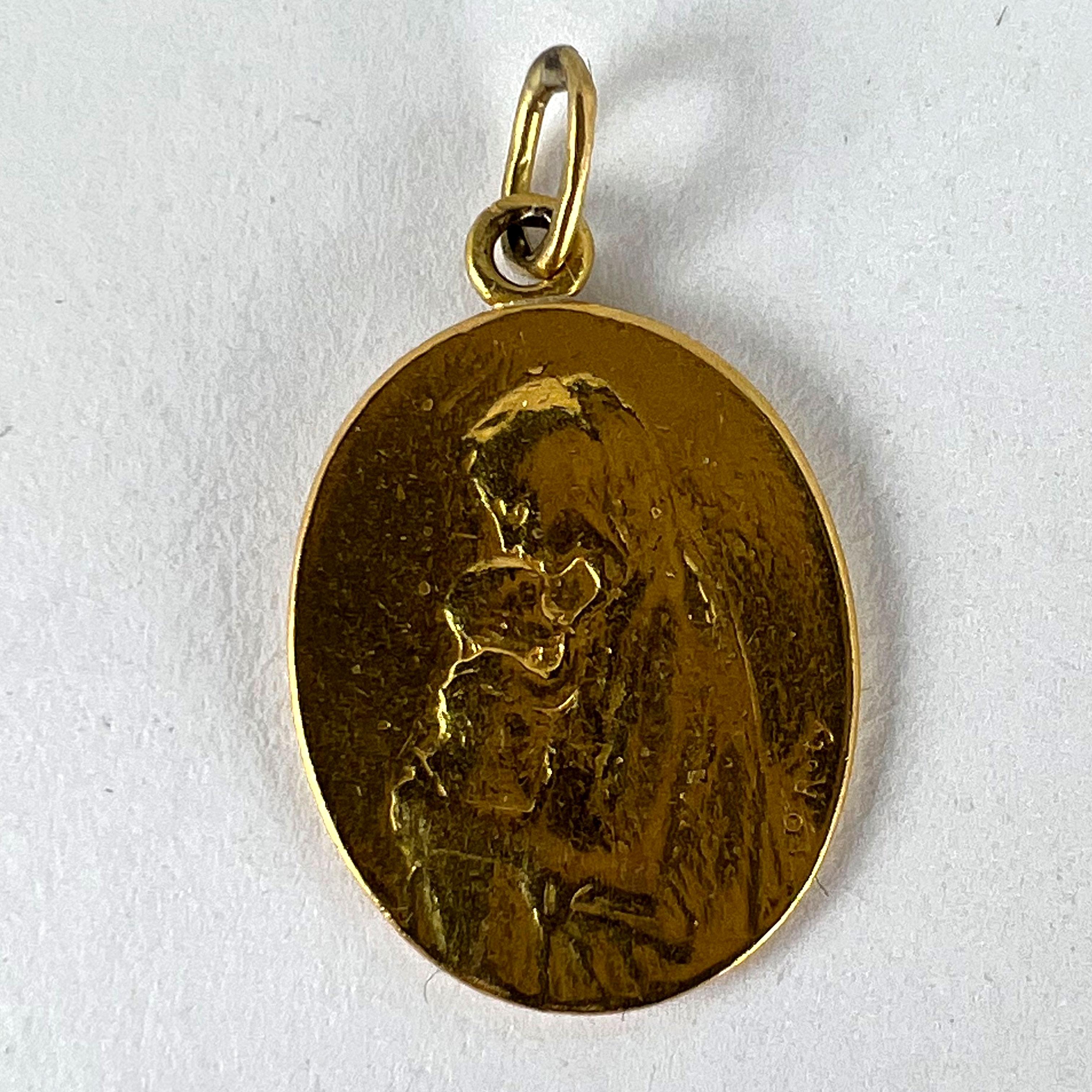 French 22K Yellow Gold Oscar Roty Madonna and Child Charm Pendant 7