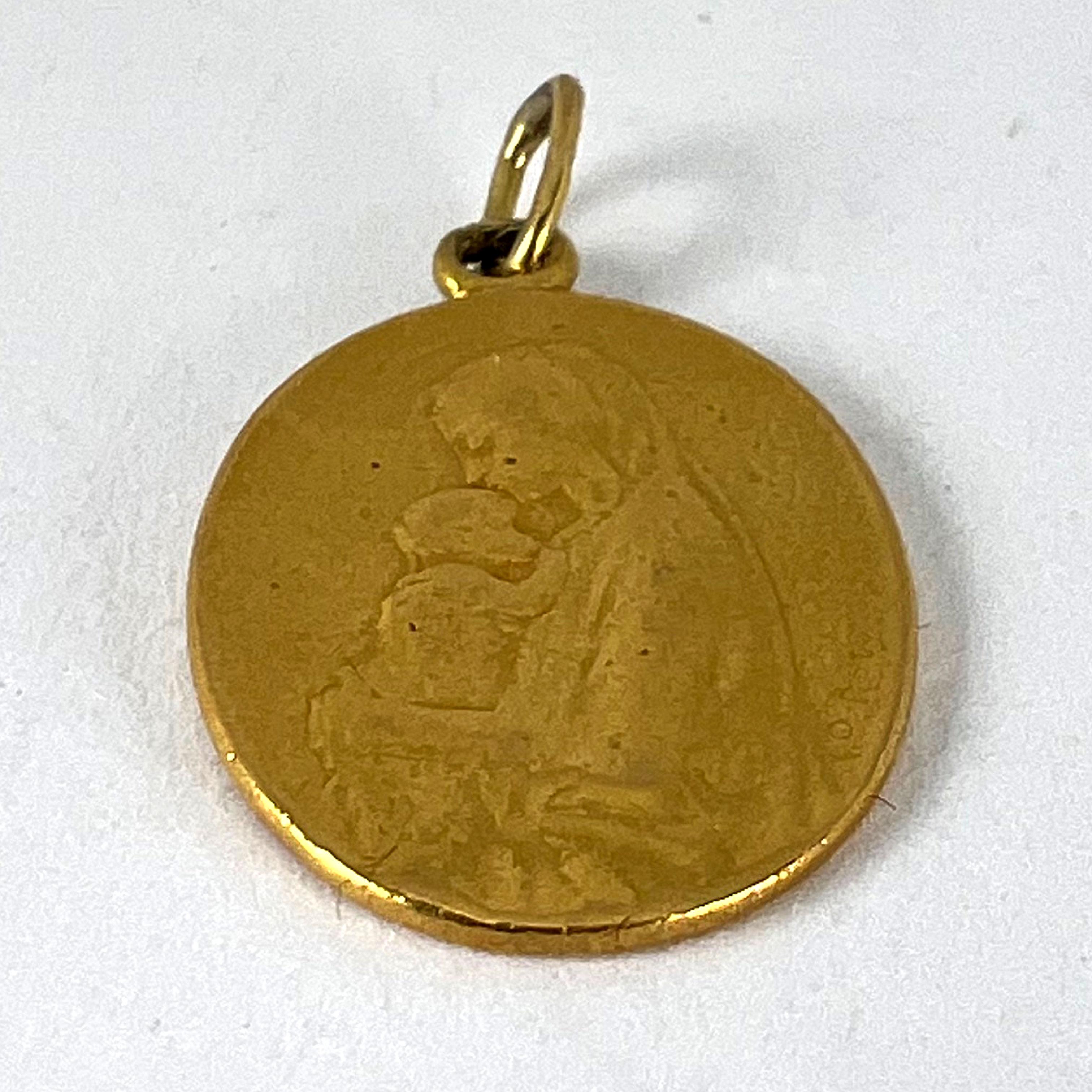 French 22K Yellow Gold Oscar Roty Madonna and Child Charm Pendant 10