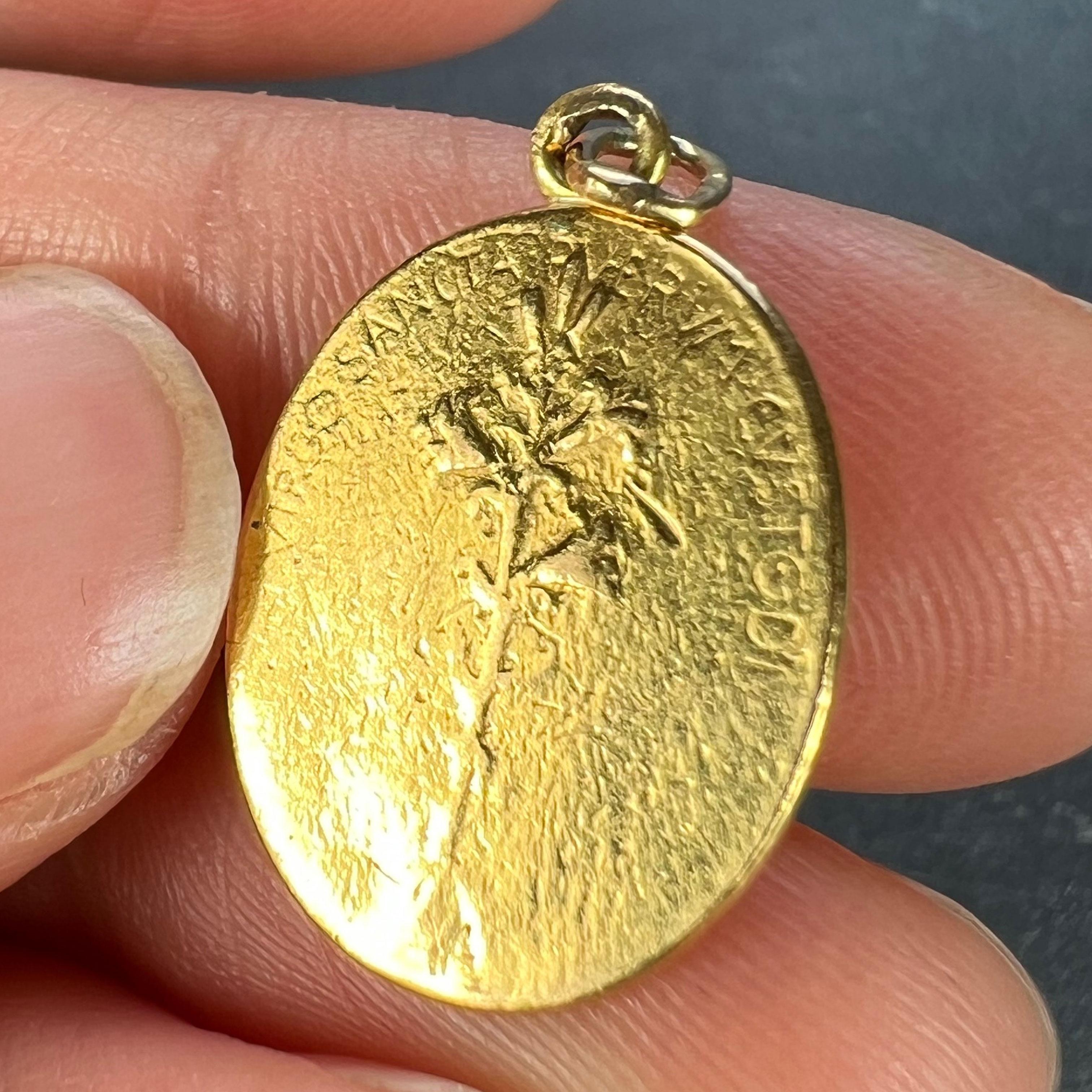 French 22K Yellow Gold Oscar Roty Madonna and Child Charm Pendant 3