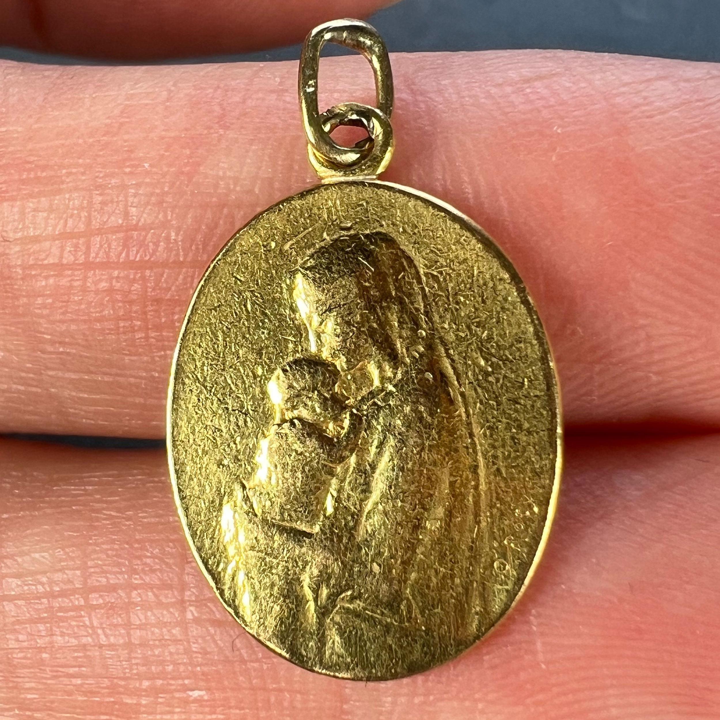 French 22K Yellow Gold Oscar Roty Madonna and Child Charm Pendant 4