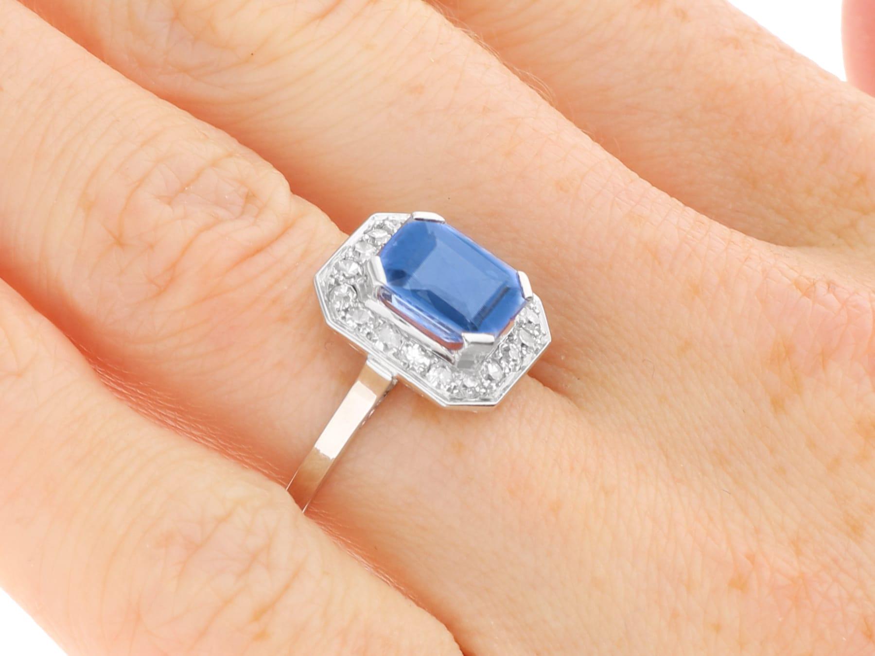 Französischer 2,38 Karat Ceylon Saphir und 0,30 Karat Diamant, 18k Weißgold Ring 5