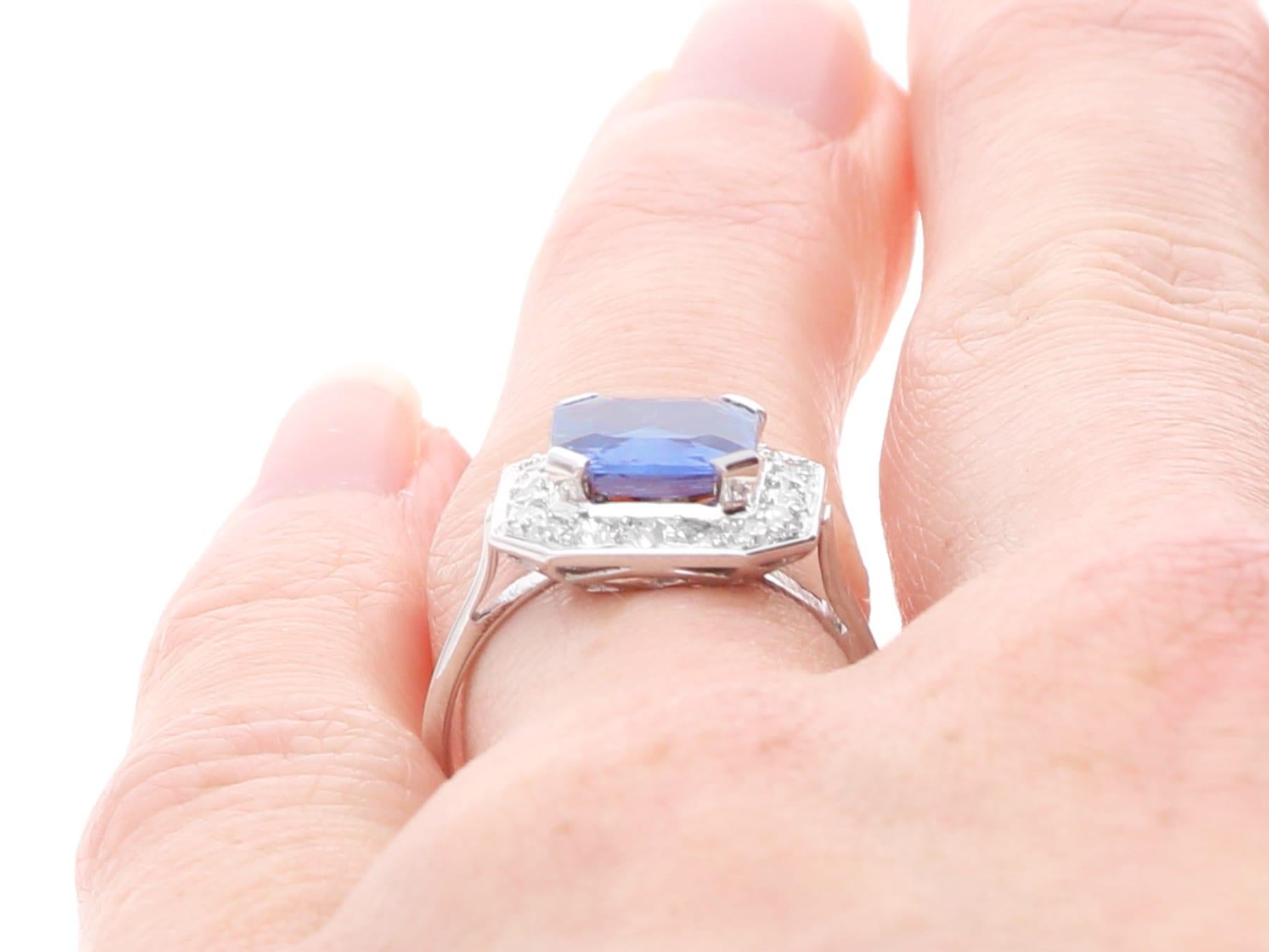 Französischer 2,38 Karat Ceylon Saphir und 0,30 Karat Diamant, 18k Weißgold Ring 6