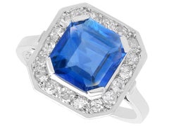 French 2.38 Carat Ceylon Sapphire and 0.30 Carat Diamond, 18k White Gold Ring