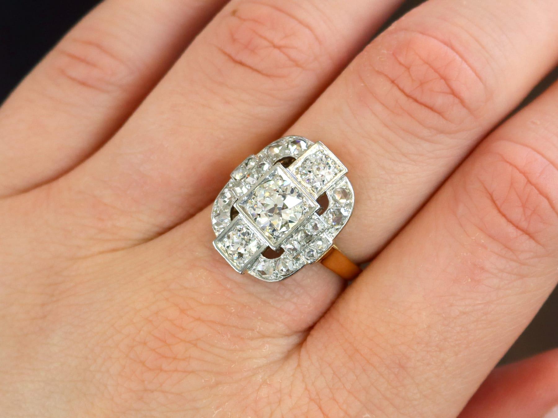 A stunning antique French 2.65 carat diamond and 18 karat yellow gold, platinum set cocktail ring; part of our diverse antique jewelry and estate jewelry collections.

This stunning, fine and impressive antique diamond ring has been crafted in 18k