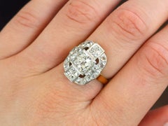 French 2.65 Carat Diamond and Yellow Gold Platinum Set Cocktail Ring
