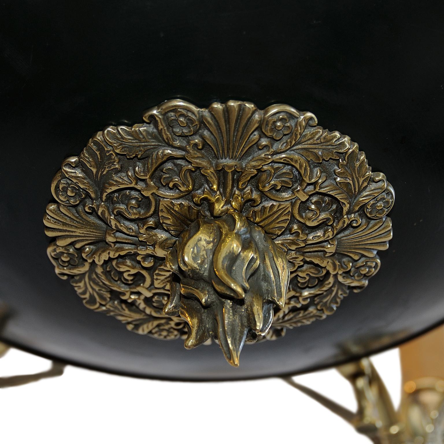 Blackened French 2nd Empire Napoleonic Style Tole and Brass Chandelier, circa 1880 For Sale