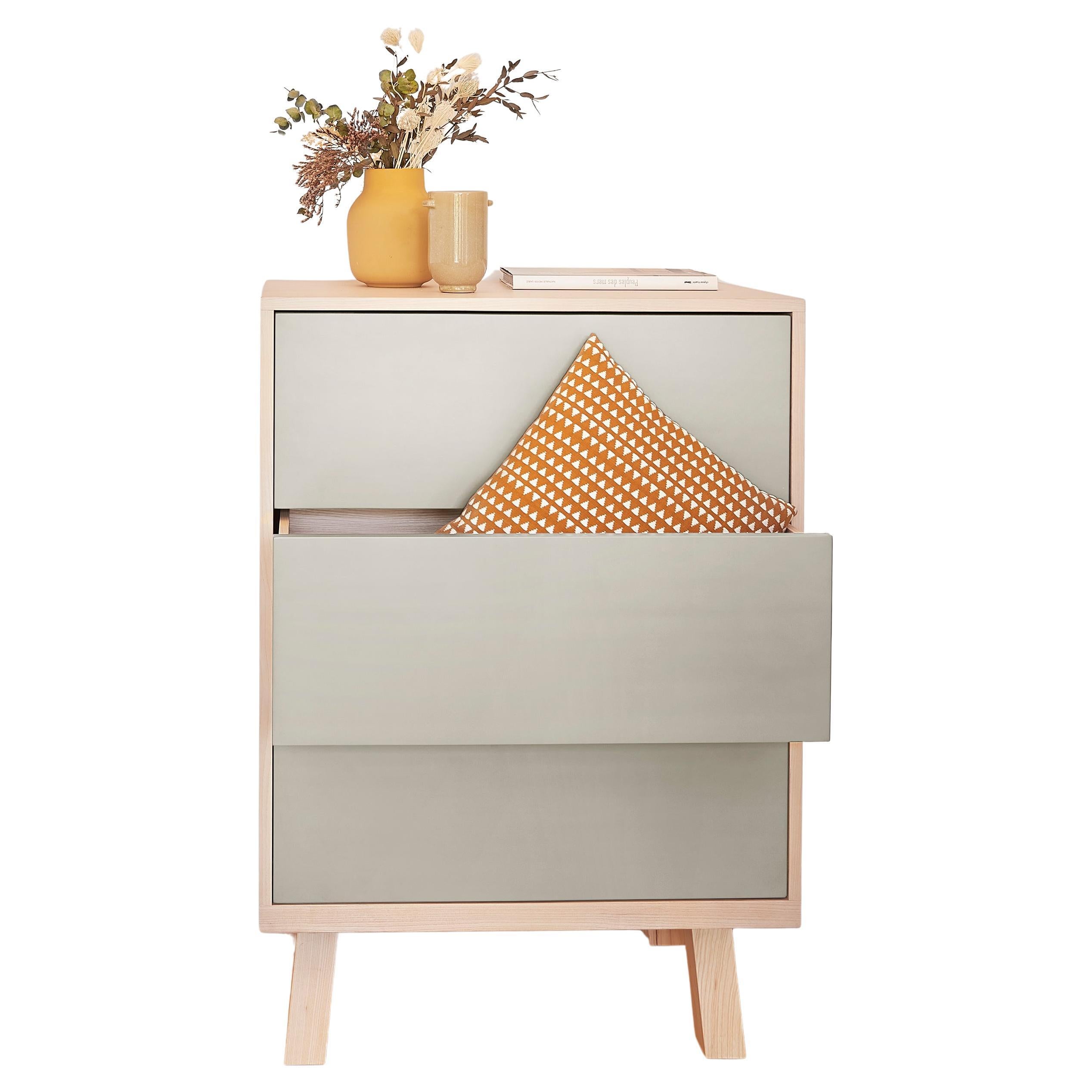 Chiffonnier francés de 3 cajones hecho a mano en madera por Eric Gizard, París
